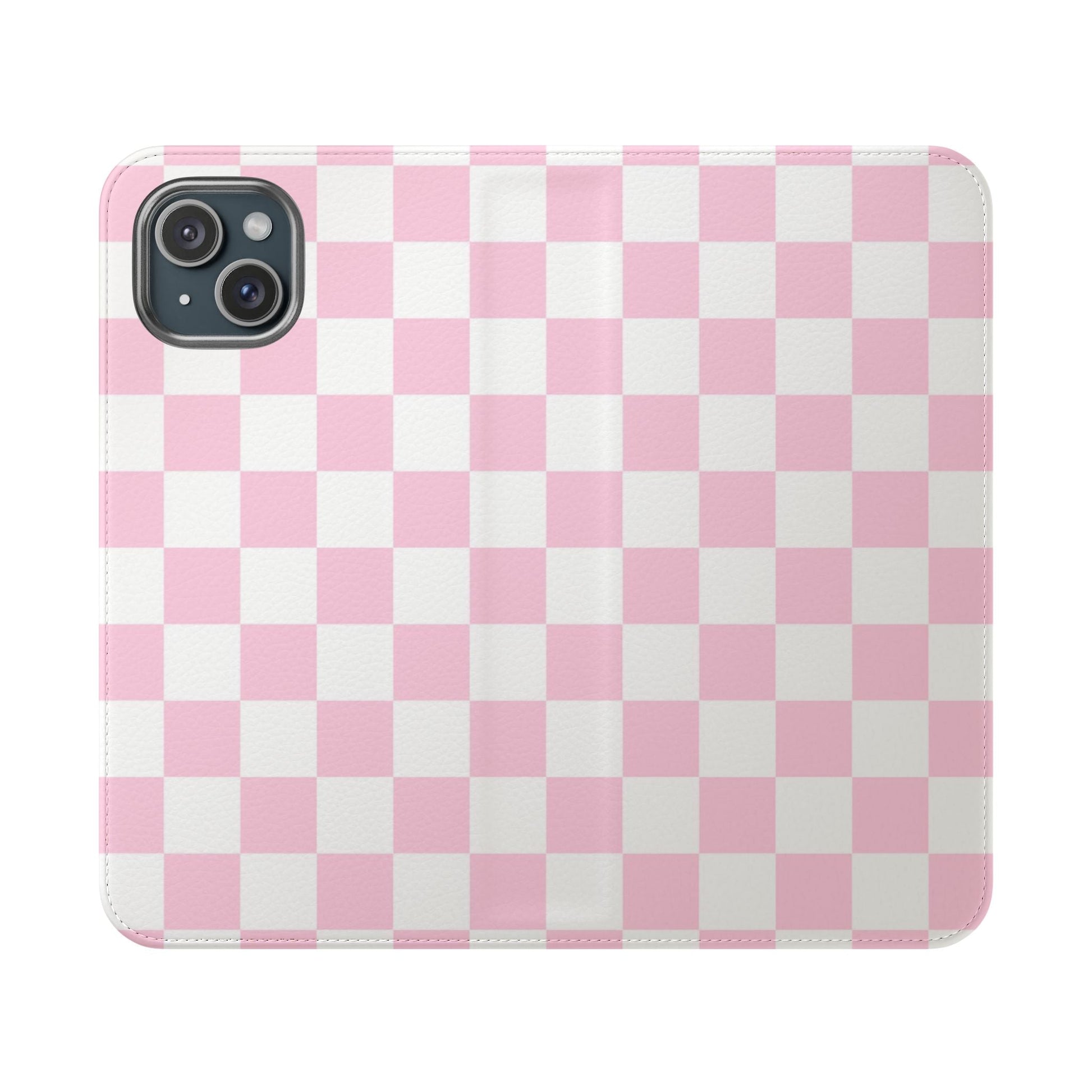 JAKKOUTTHEBXX Pink and White Checkered Faux Leather Flip Cases 2025