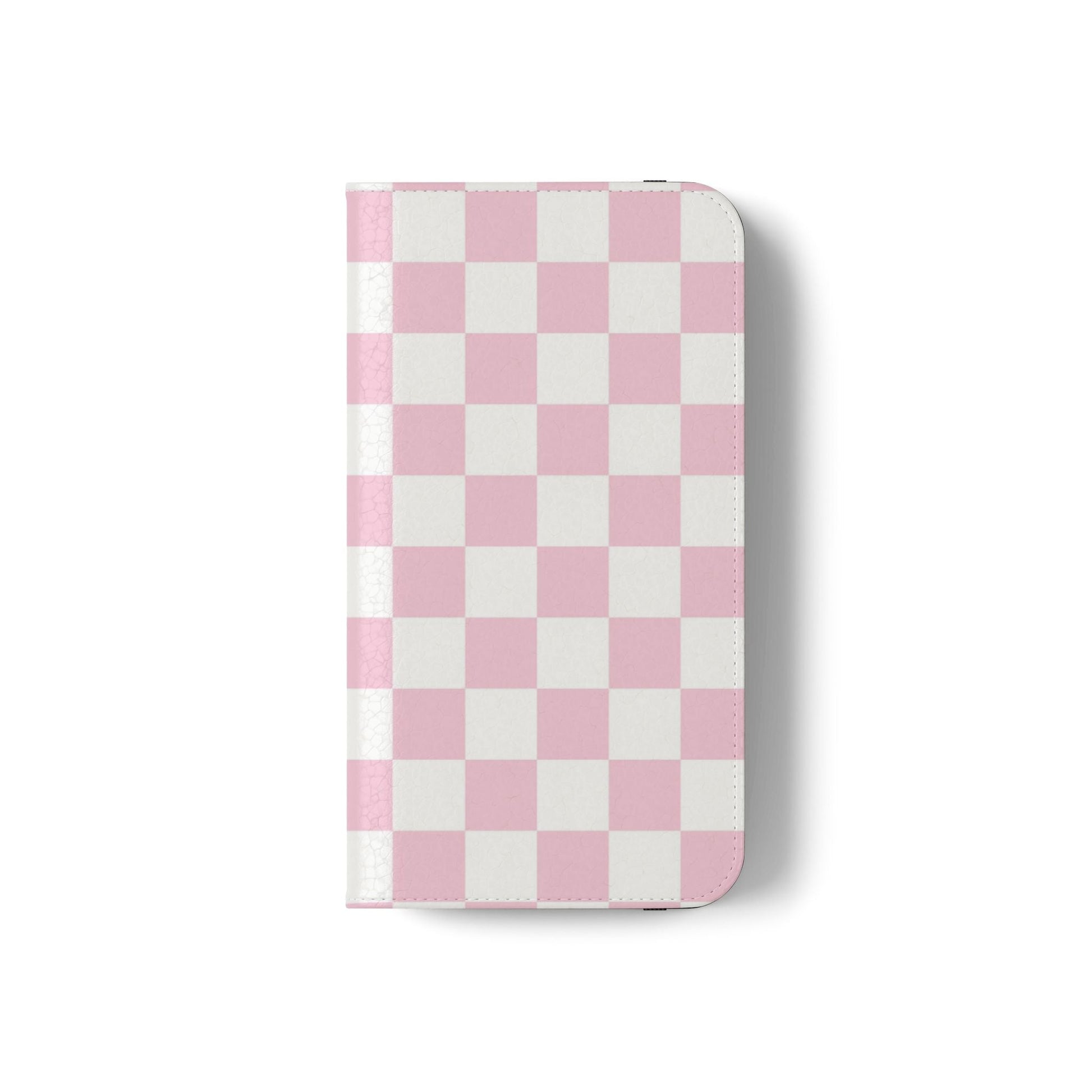 JAKKOUTTHEBXX Pink and White Checkered Faux Leather Flip Cases 2025