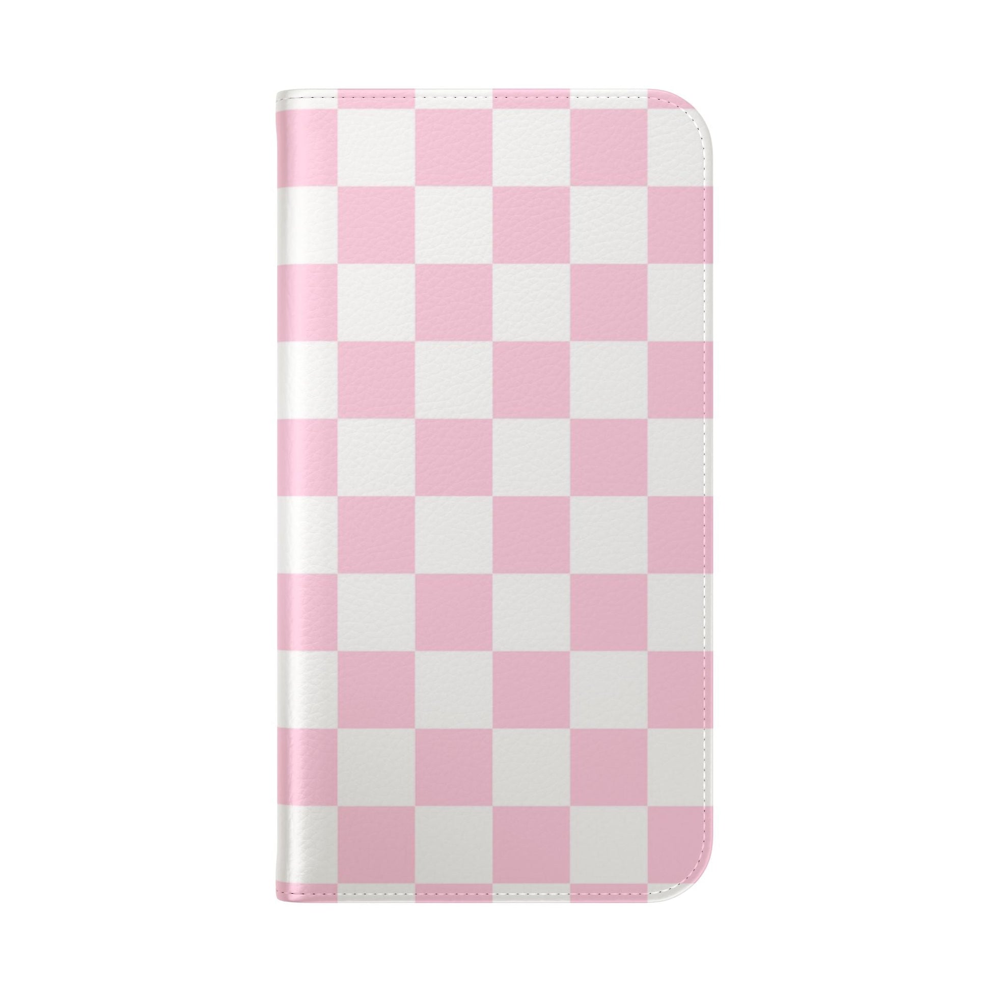 JAKKOUTTHEBXX Pink and White Checkered Faux Leather Flip Cases 2025