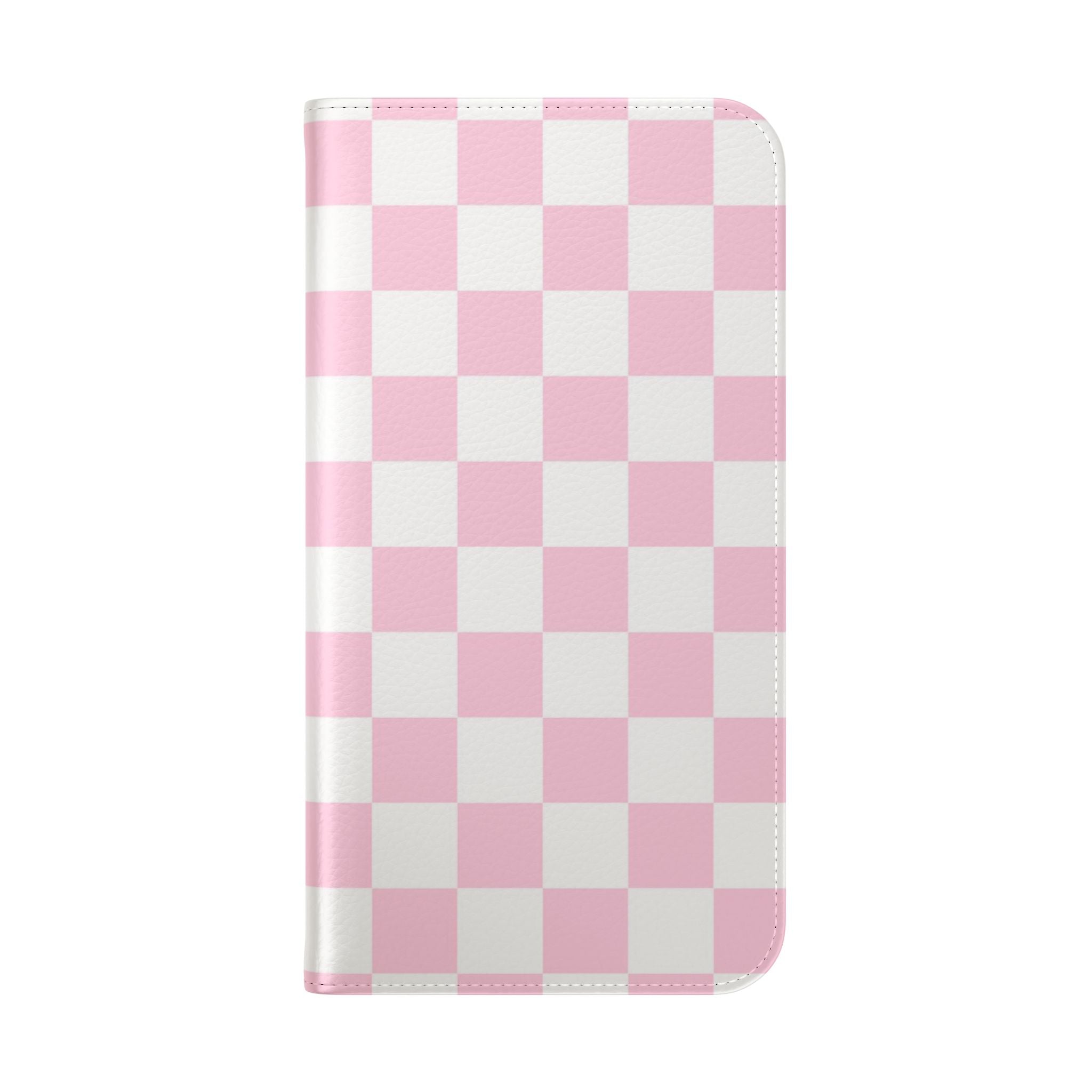 JAKKOUTTHEBXX Pink and White Checkered Faux Leather Flip Cases 2025