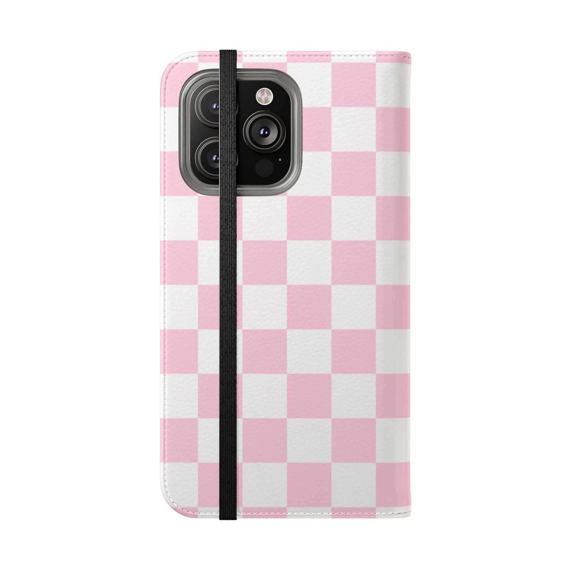 JAKKOUTTHEBXX Pink and White Checkered Faux Leather Flip Cases 2025