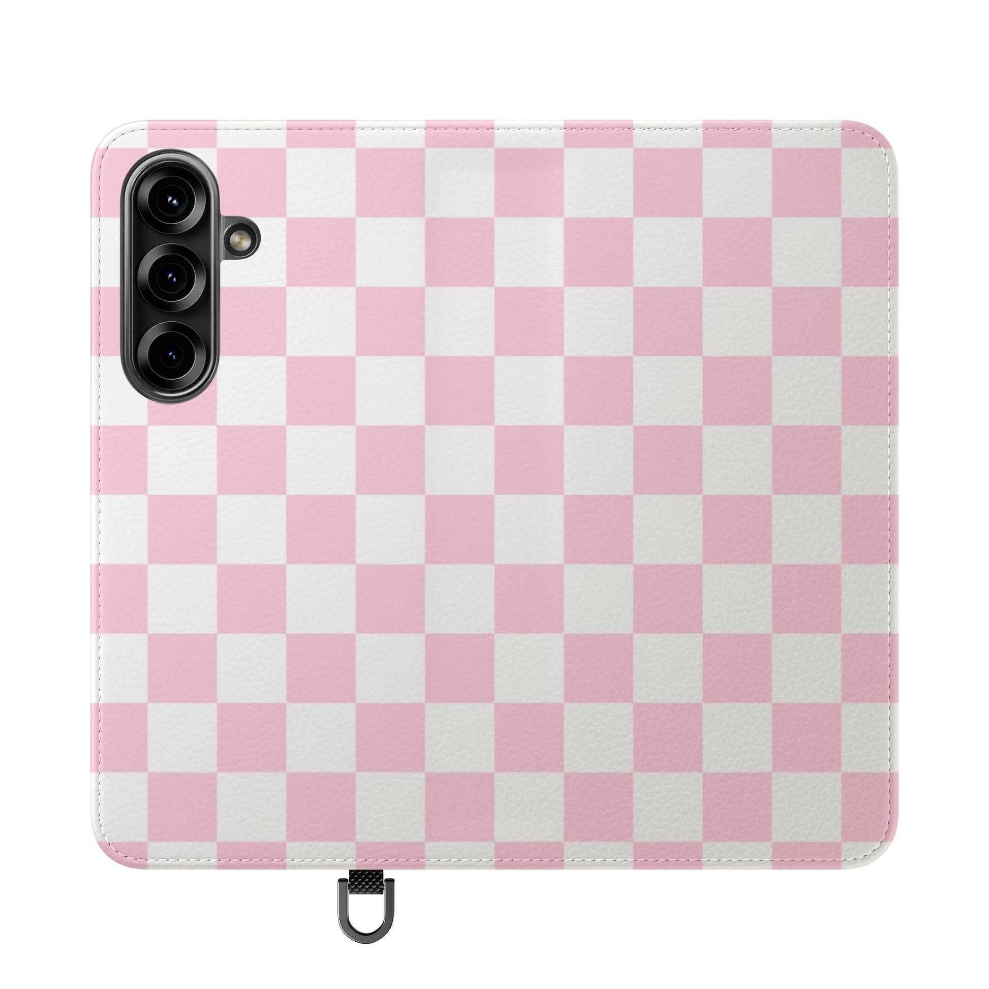 JAKKOUTTHEBXX Pink and White Checkered Faux Leather Flip Cases 2025