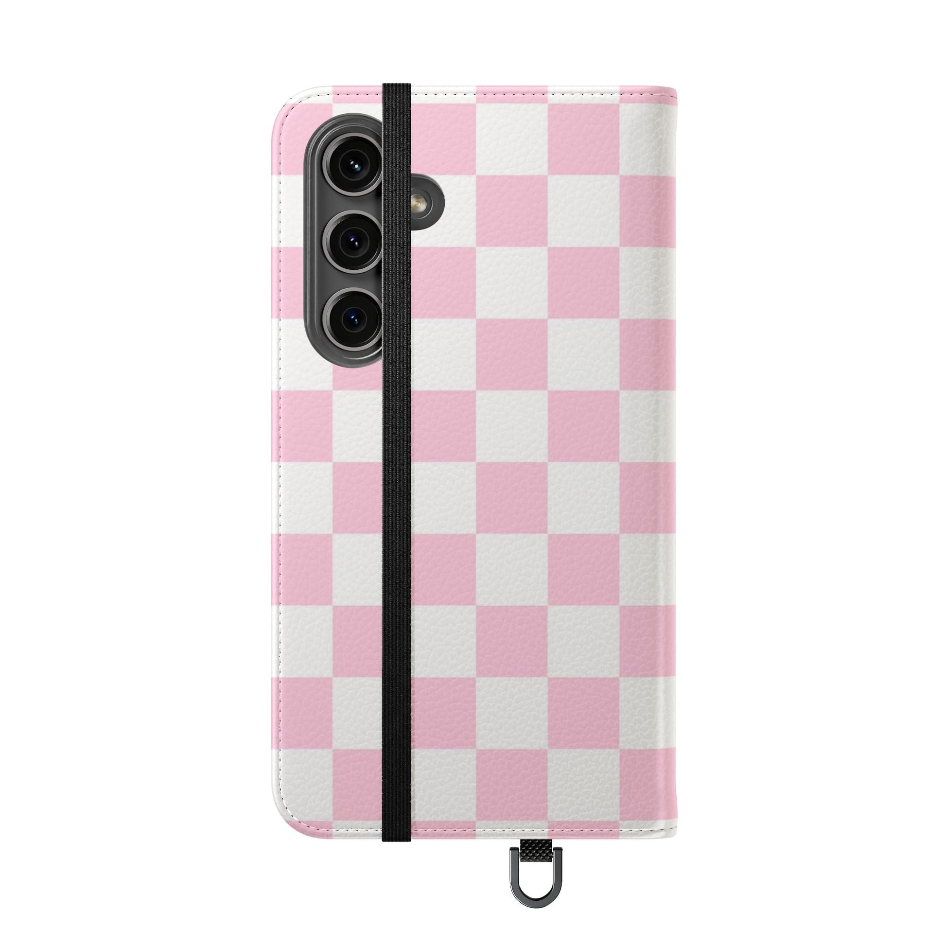 JAKKOUTTHEBXX Pink and White Checkered Faux Leather Flip Cases 2025