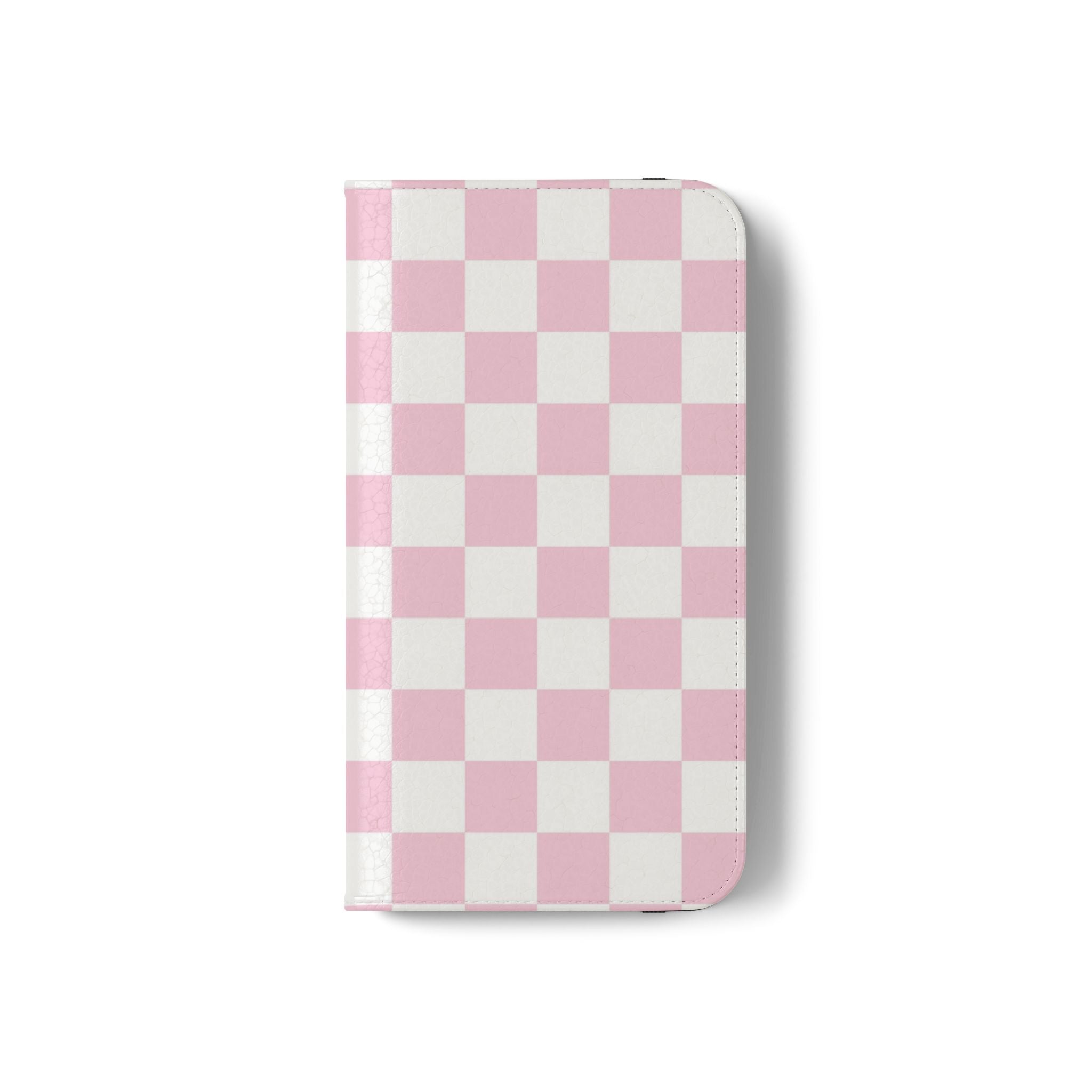 JAKKOUTTHEBXX Pink and White Checkered Faux Leather Flip Cases 2025