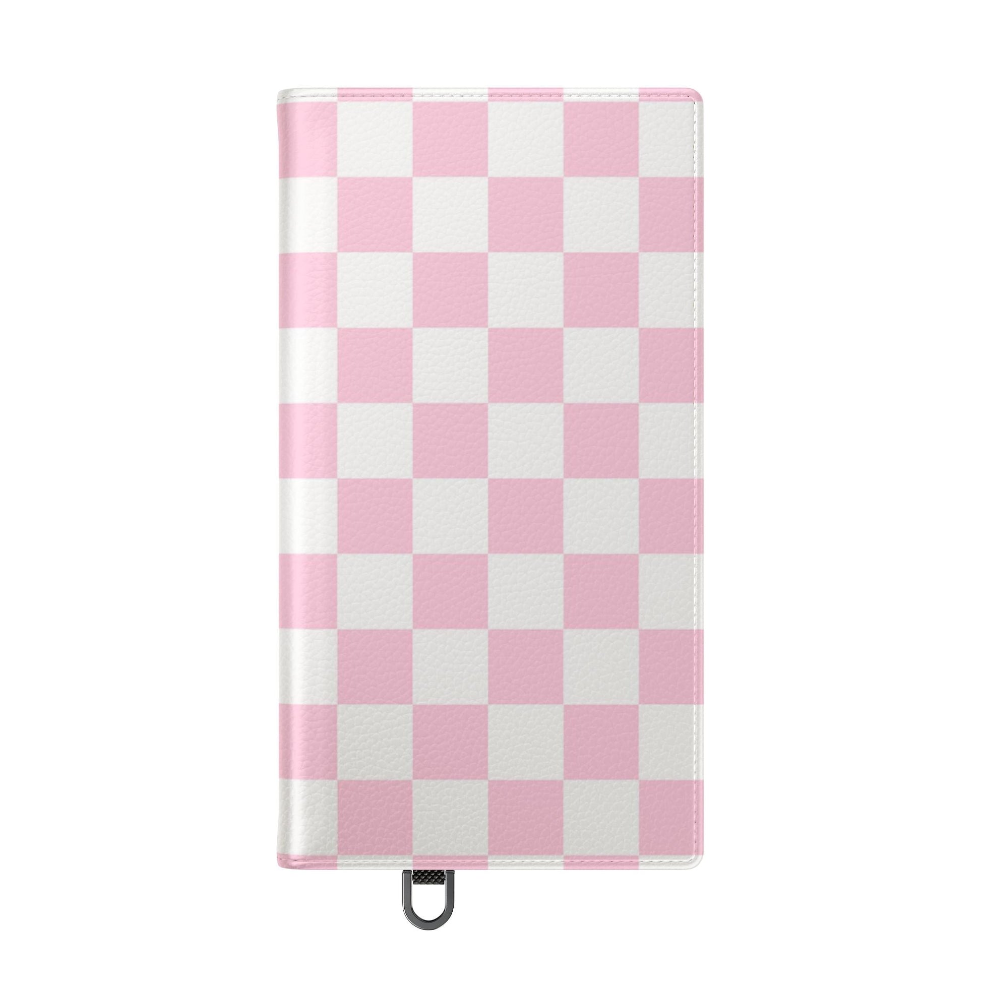 JAKKOUTTHEBXX Pink and White Checkered Faux Leather Flip Cases 2025