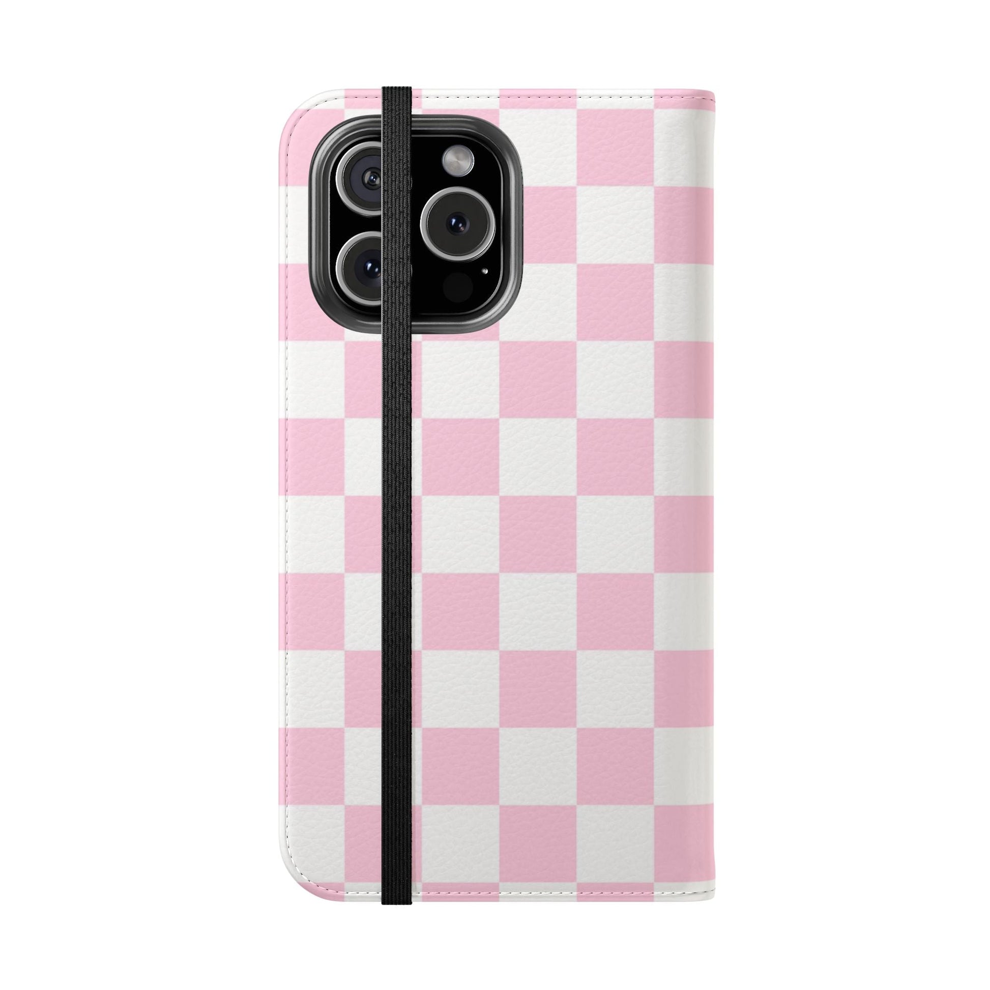 JAKKOUTTHEBXX Pink and White Checkered Faux Leather Flip Cases 2025