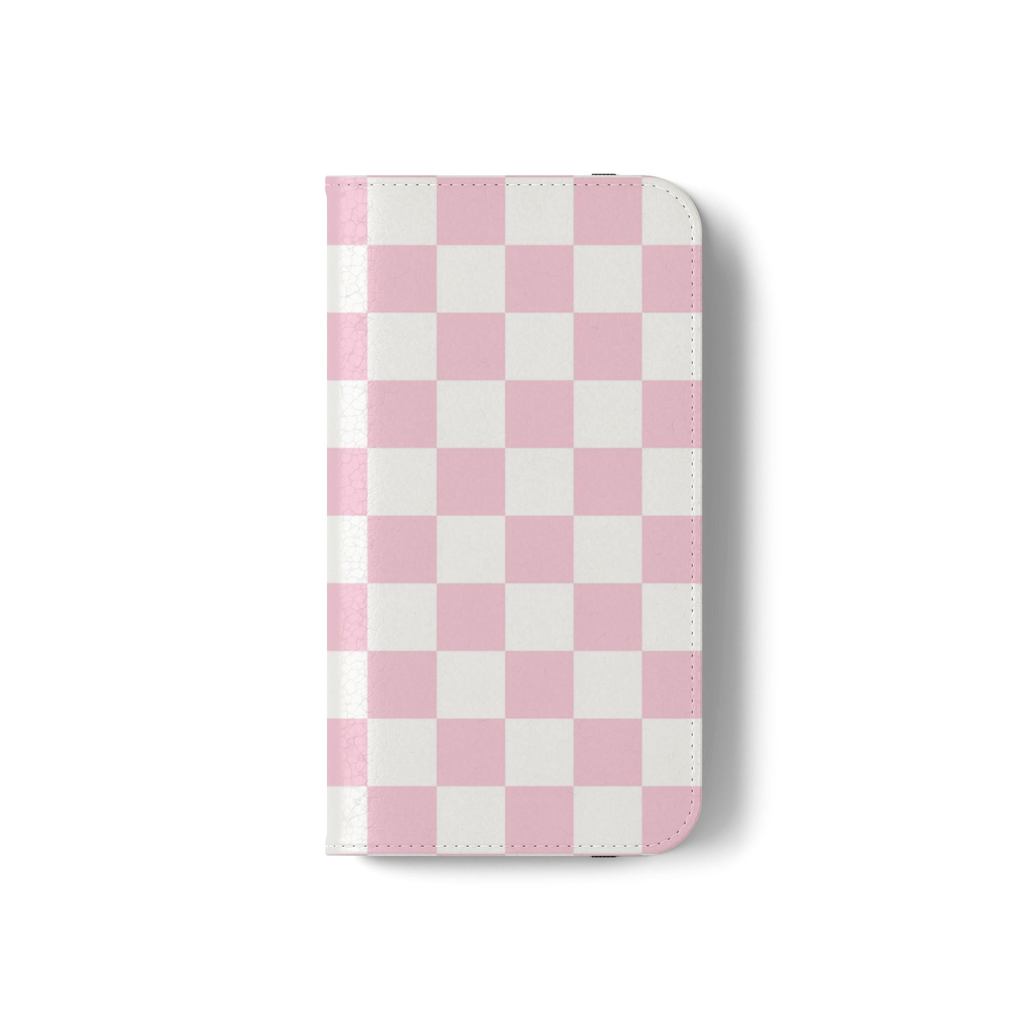 JAKKOUTTHEBXX Pink and White Checkered Faux Leather Flip Cases 2025