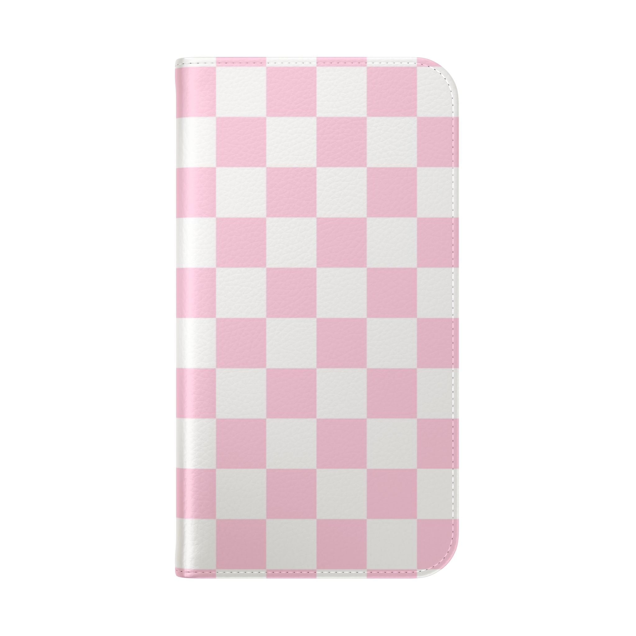 JAKKOUTTHEBXX Pink and White Checkered Faux Leather Flip Cases 2025
