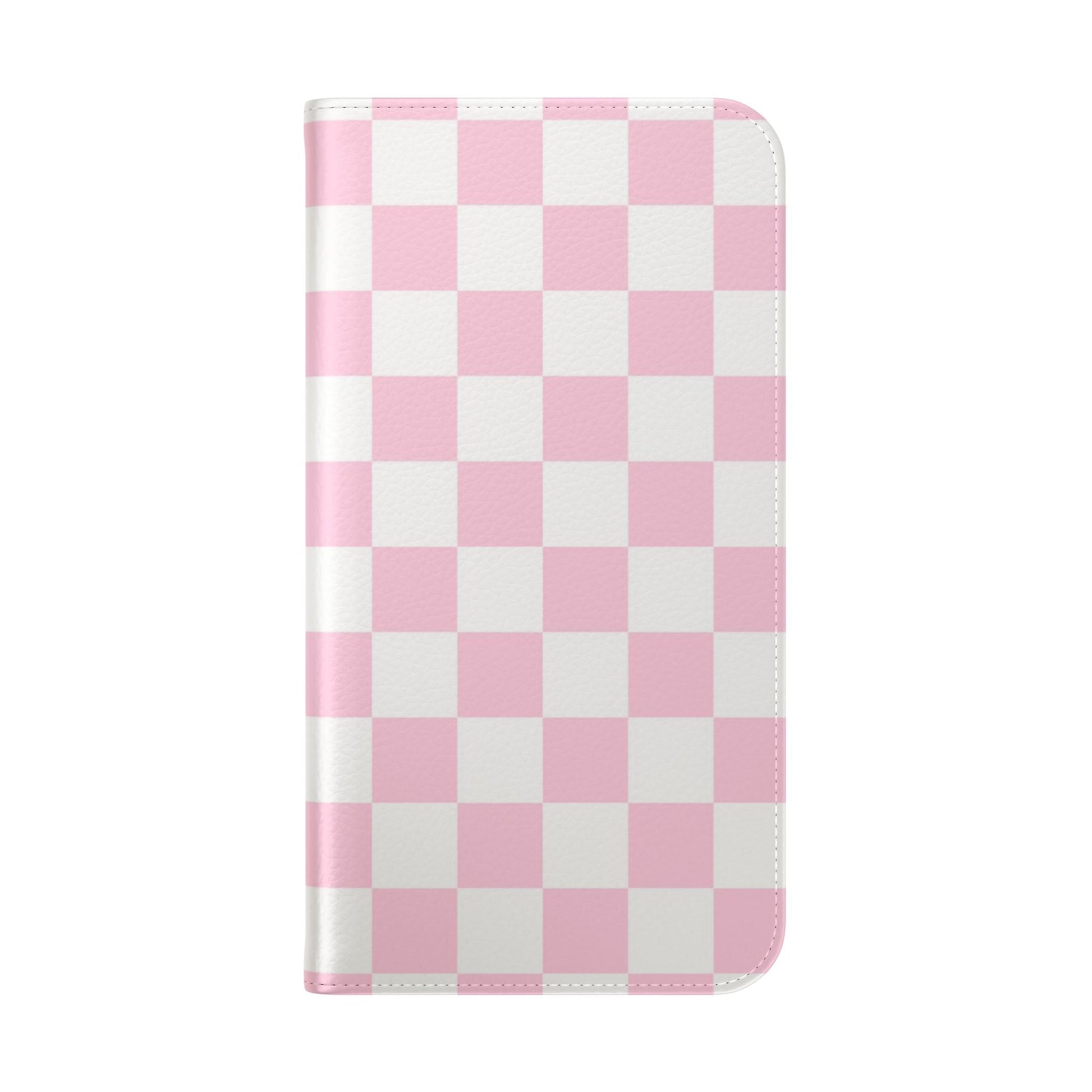 JAKKOUTTHEBXX Pink and White Checkered Faux Leather Flip Cases 2025