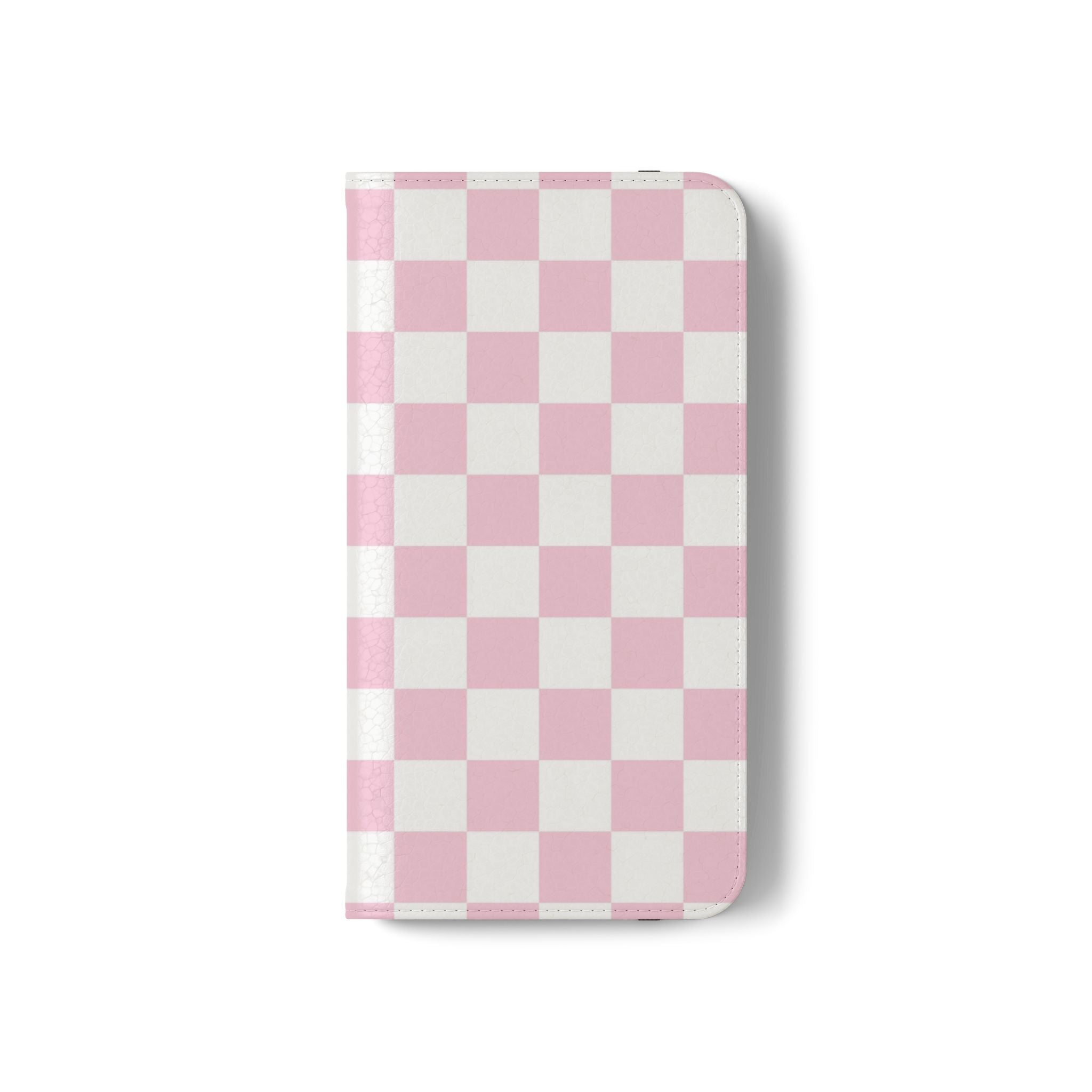 JAKKOUTTHEBXX Pink and White Checkered Faux Leather Flip Cases 2025