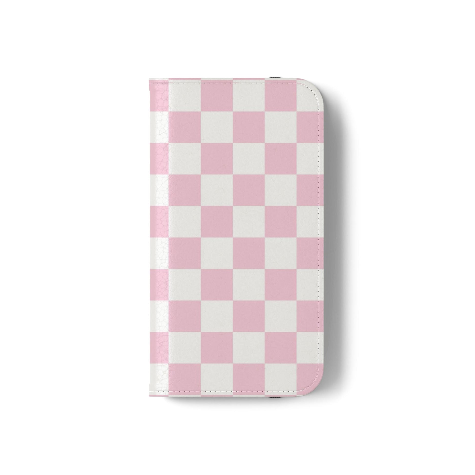 JAKKOUTTHEBXX Pink and White Checkered Faux Leather Flip Cases 2025
