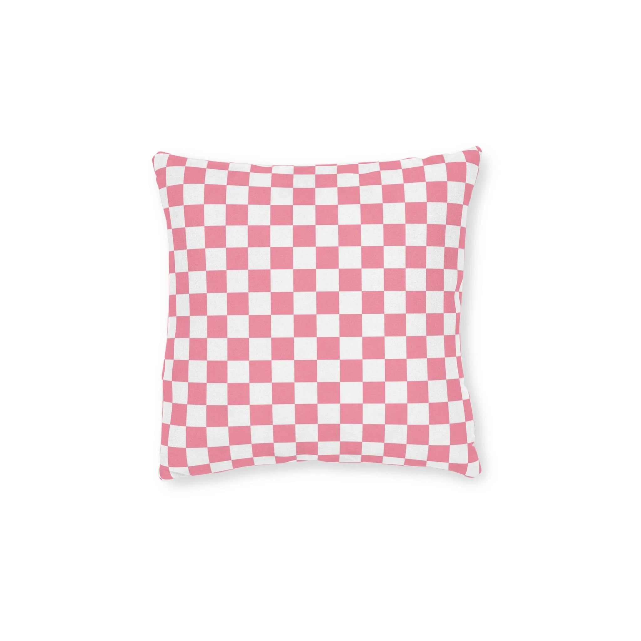 JAKKOUTTHEBXX Pink and White Checkered Faux Suede Square Pillow 2025