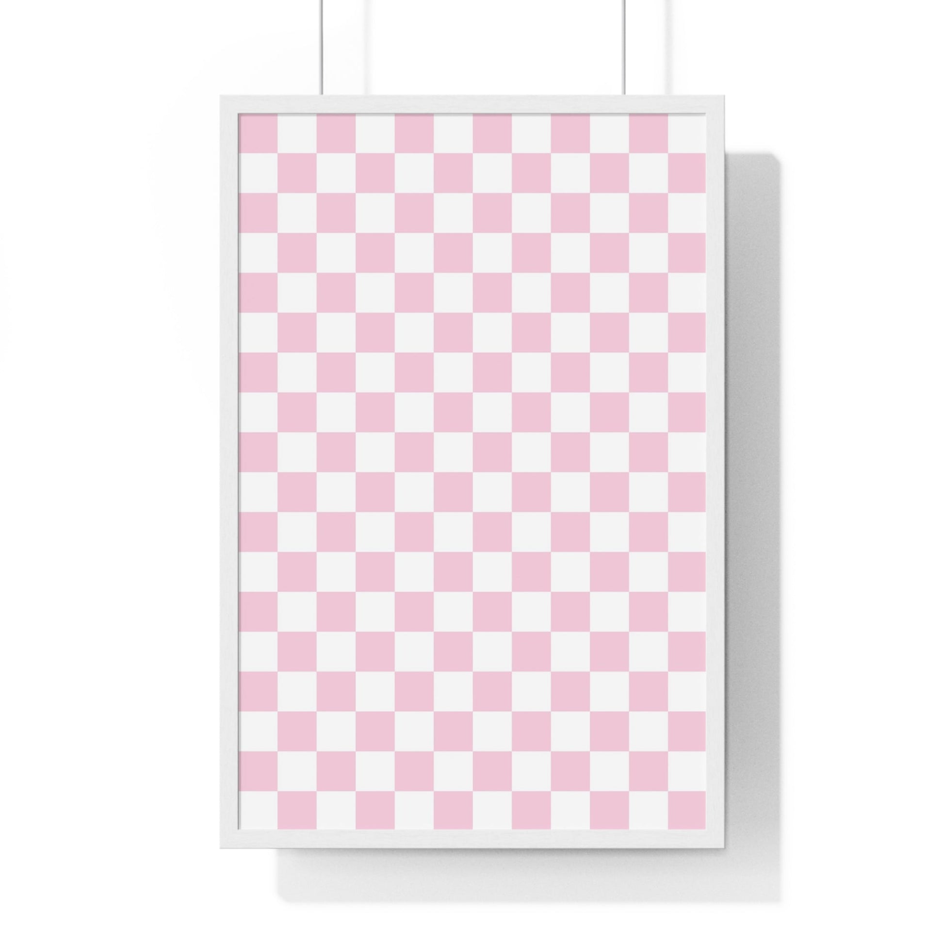 JAKKOUTTHEBXX Pink and White Checkered Framed Poster 2025