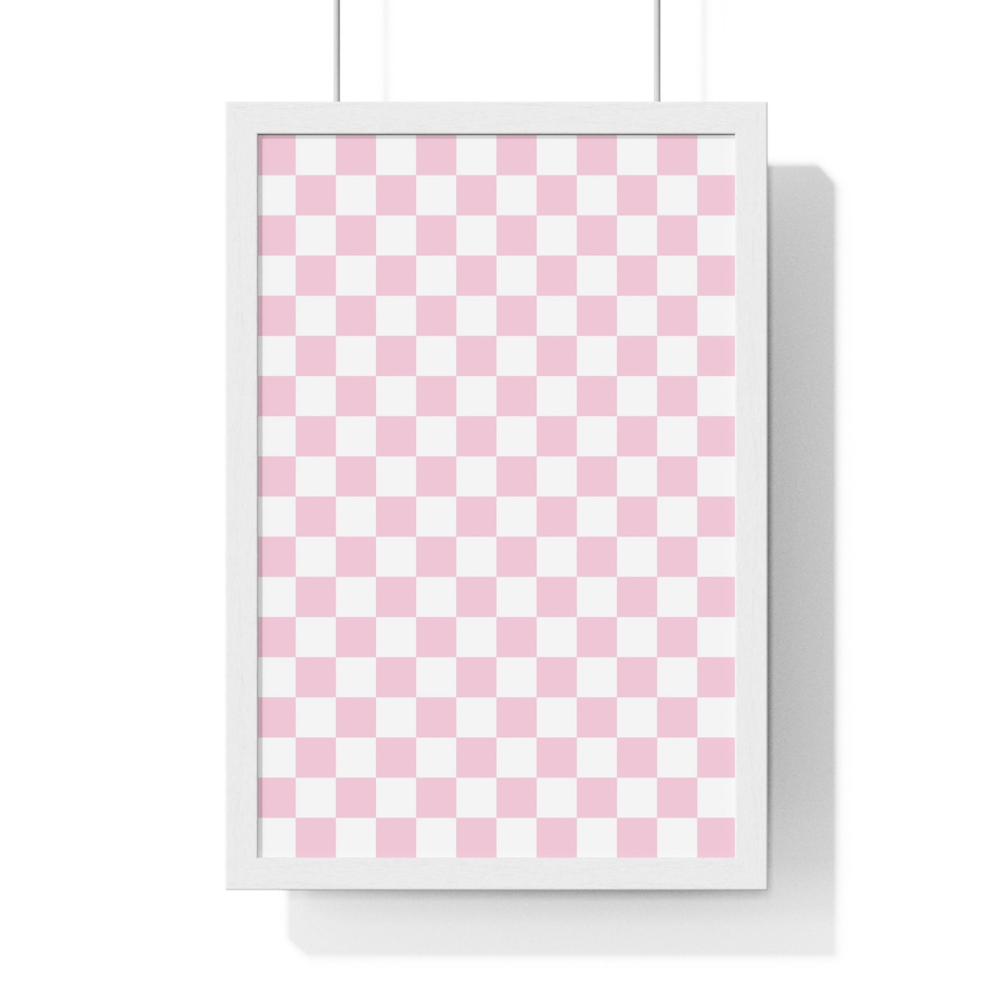 JAKKOUTTHEBXX Pink and White Checkered Framed Poster 2025
