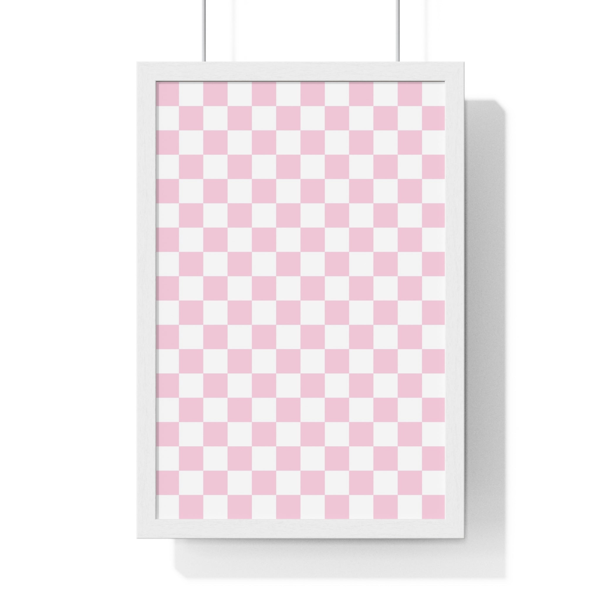 JAKKOUTTHEBXX Pink and White Checkered Framed Poster 2025