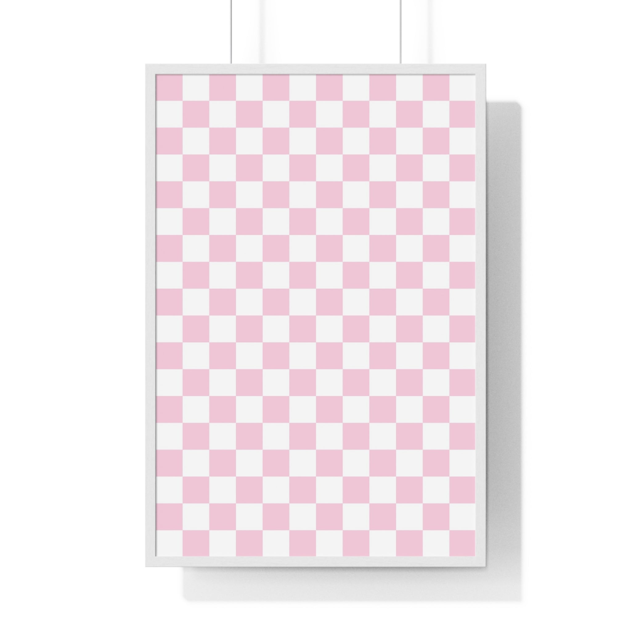 JAKKOUTTHEBXX Pink and White Checkered Framed Poster 2025