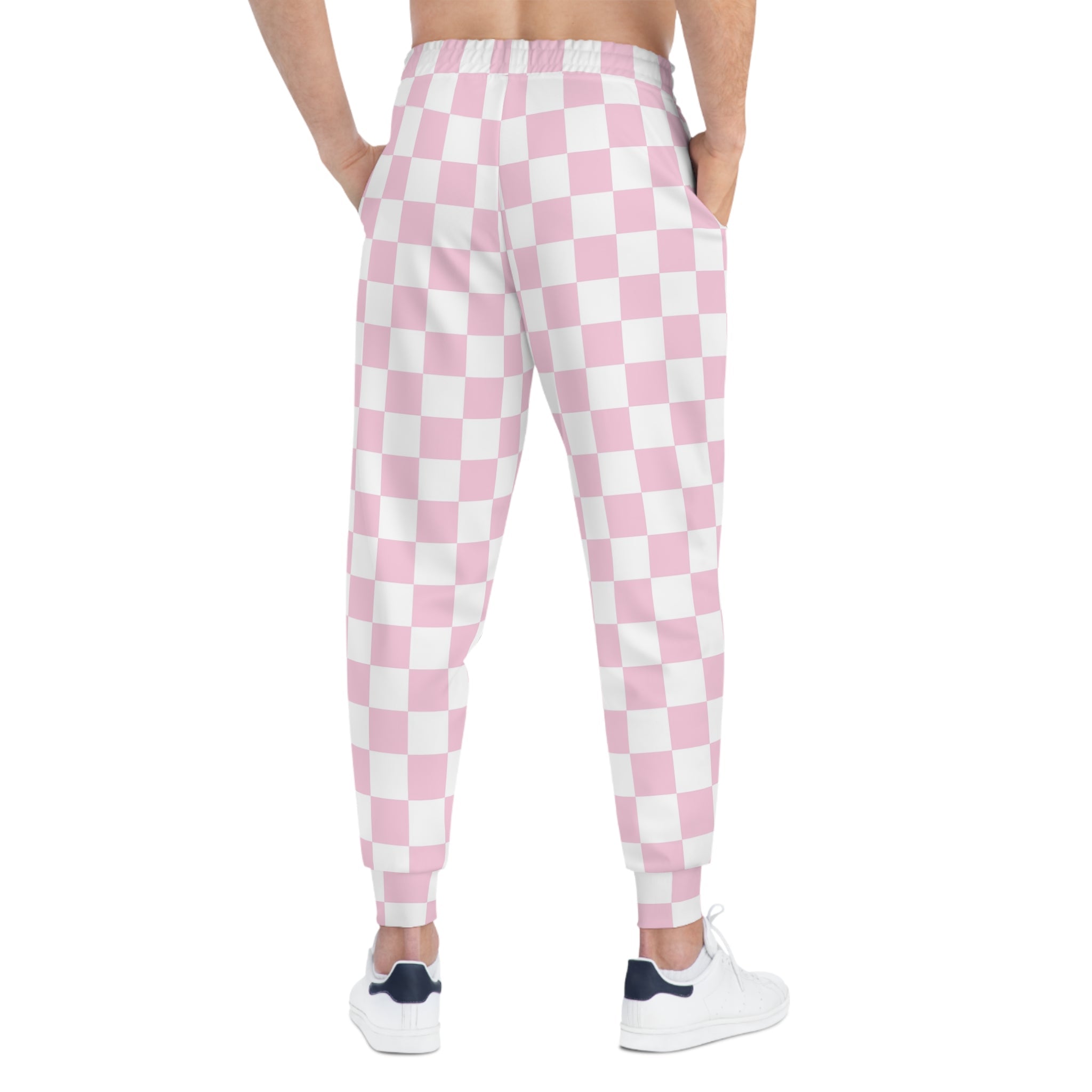 Pink and White Checkered Joggers, Artsulli - Art is Long, Life is Short, All Over Prints, , , , , , , 
