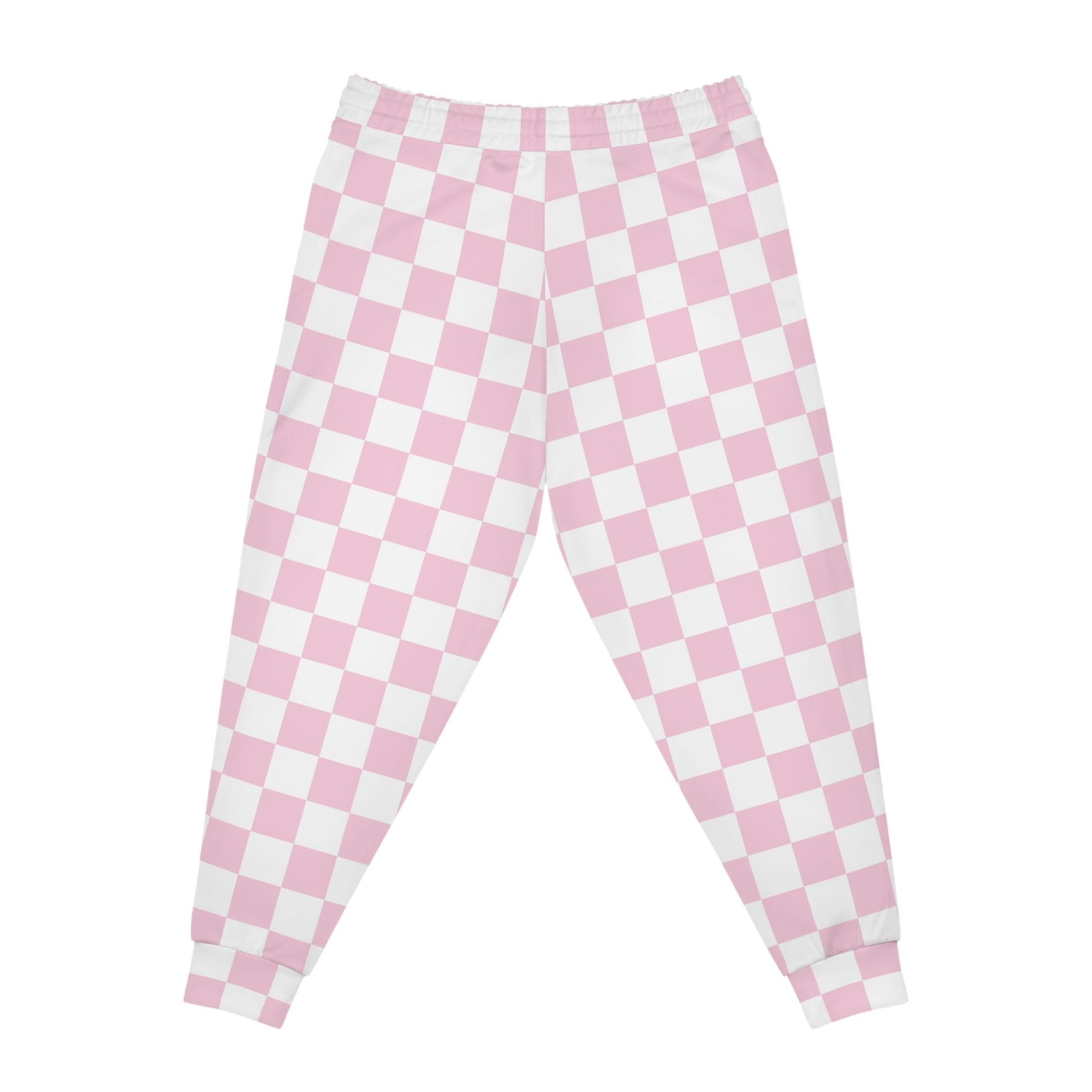 Pink and White Checkered Joggers, Artsulli - Art is Long, Life is Short, All Over Prints, , , , , , , 