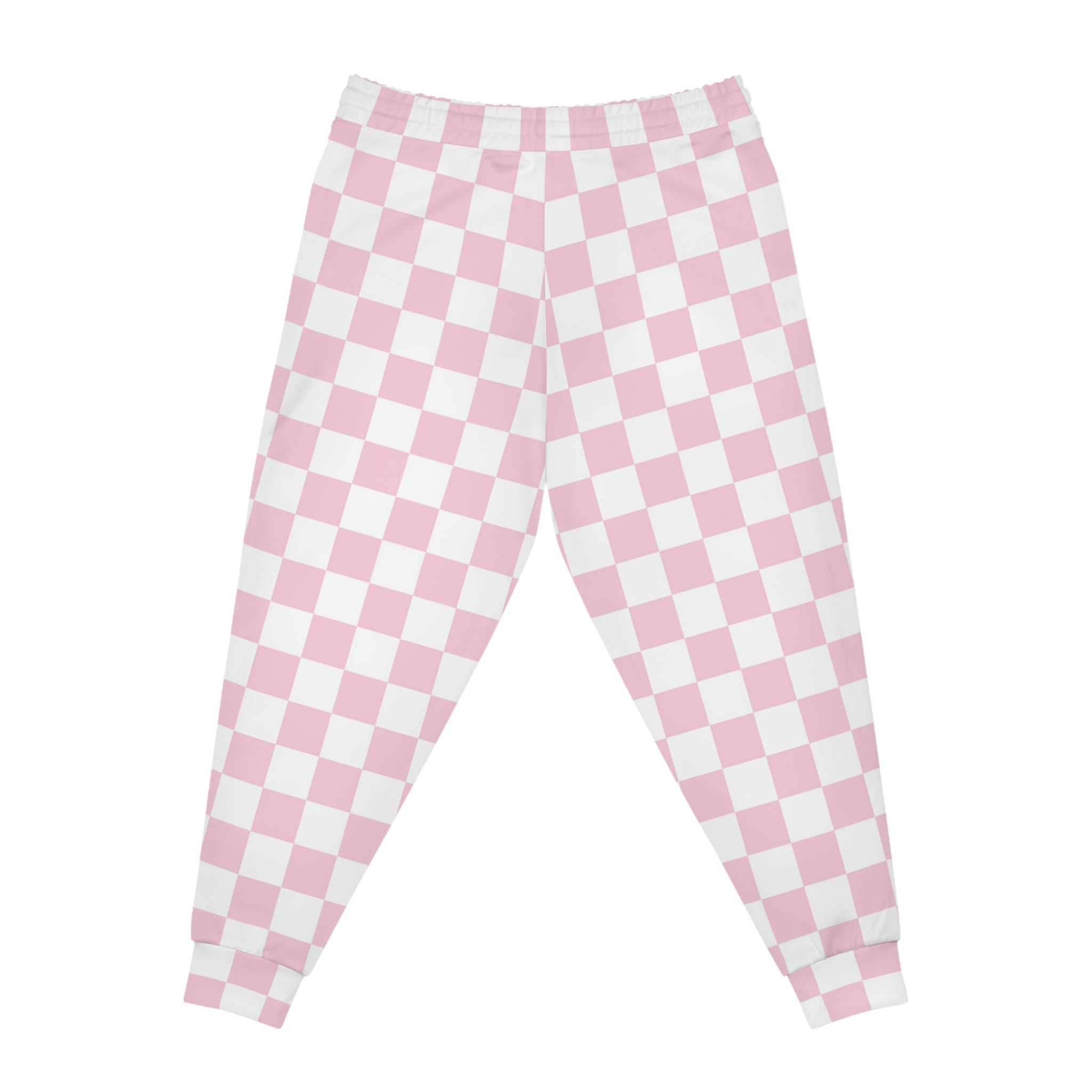 Pink and White Checkered Joggers, Artsulli - Art is Long, Life is Short, All Over Prints, , , , , , , 