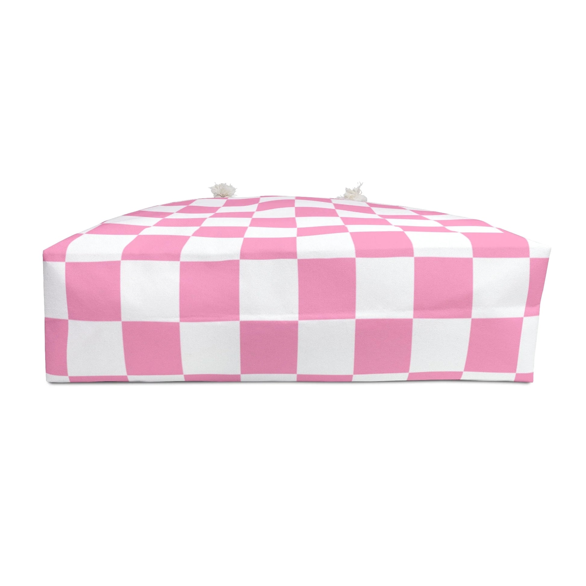 Pink and White Checkered Oversized Weekender Tote, Artsulli - Art is Long, Life is Short, Bags, , , , , , , 