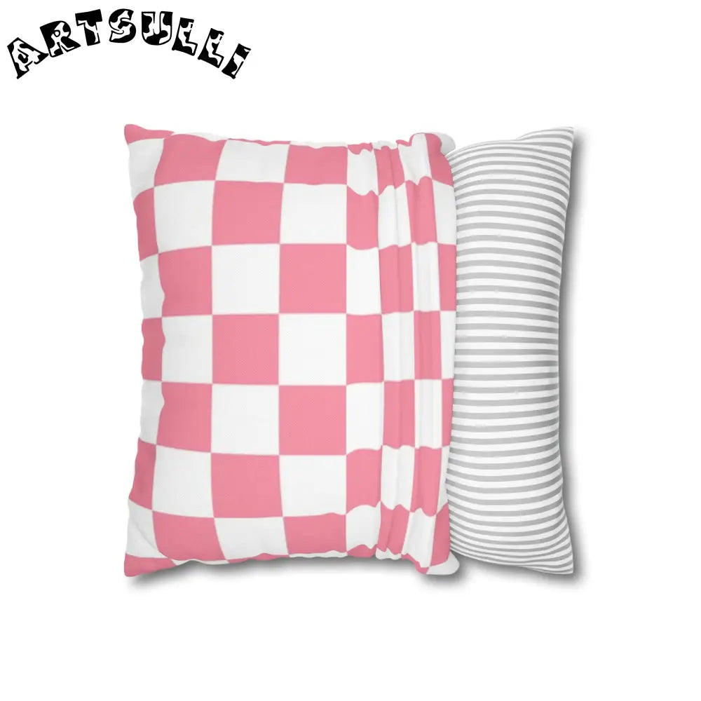 Pink and White Checkered Pillowcase, Artsulli - Art is Long, Life is Short, Home Decor, , , , , , , 