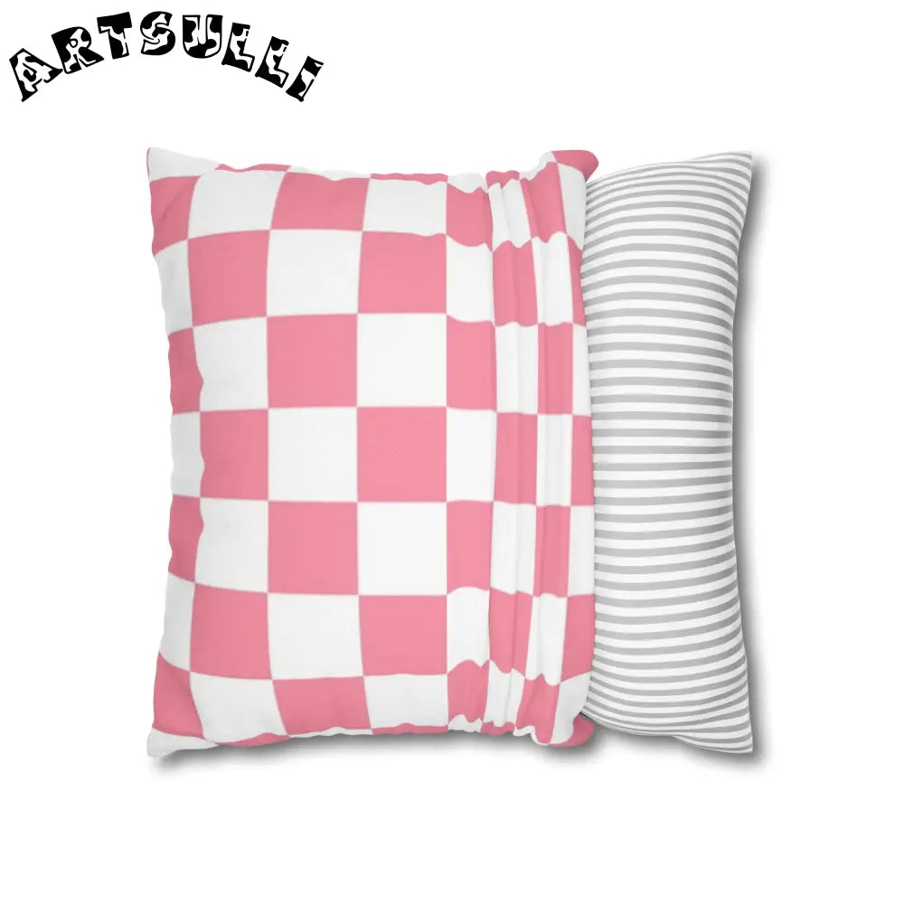 Pink and White Checkered Pillowcase, Artsulli - Art is Long, Life is Short, Home Decor, , , , , , , 