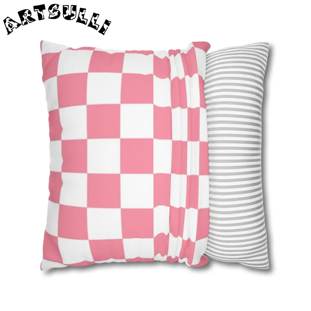 Pink and White Checkered Pillowcase, Artsulli - Art is Long, Life is Short, Home Decor, , , , , , , 