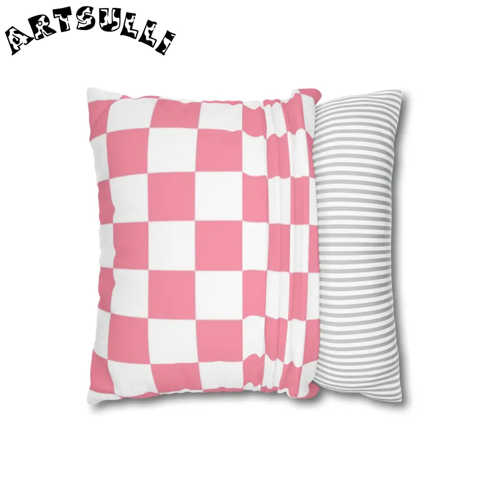 Pink and White Checkered Pillowcase, Artsulli - Art is Long, Life is Short, Home Decor, , , , , , , 