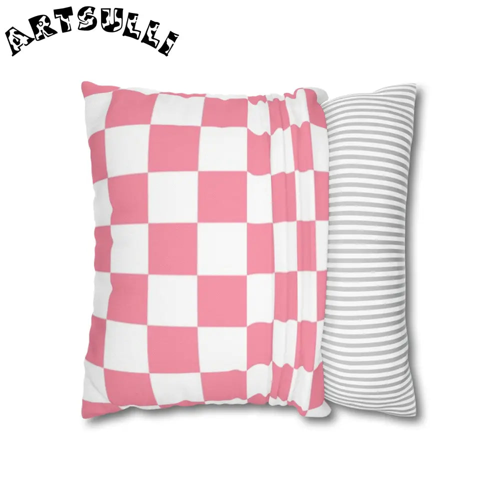Pink and White Checkered Pillowcase, Artsulli - Art is Long, Life is Short, Home Decor, , , , , , , 
