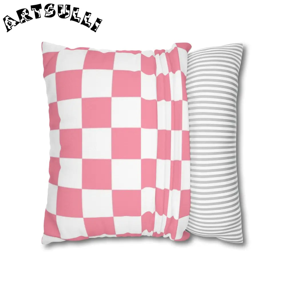 Pink and White Checkered Pillowcase, Artsulli - Art is Long, Life is Short, Home Decor, , , , , , , 