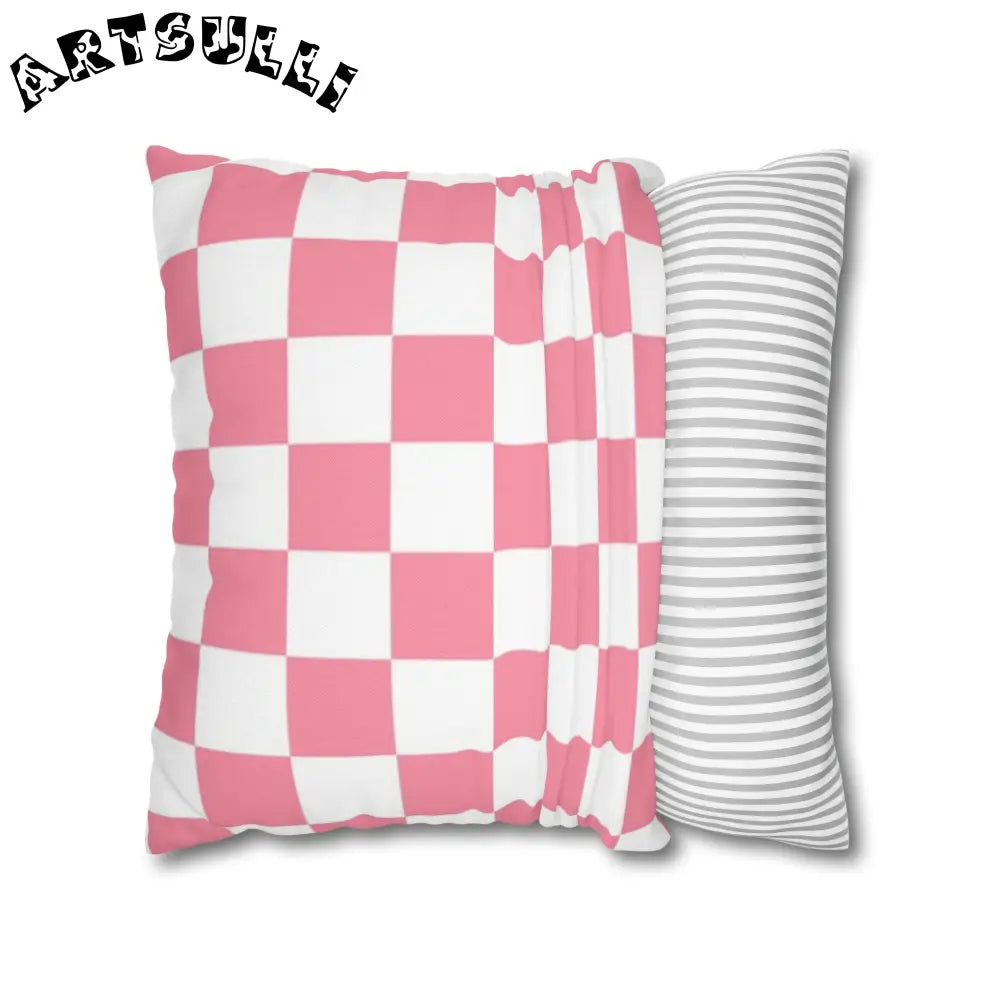 Pink and White Checkered Pillowcase, Artsulli - Art is Long, Life is Short, Home Decor, , , , , , , 