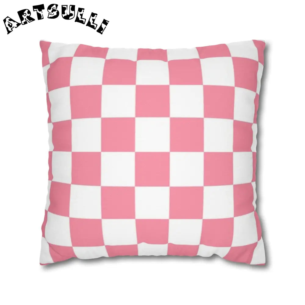 Pink and White Checkered Pillowcase, Artsulli - Art is Long, Life is Short, Home Decor, Size, 20" × 20", , , , , 17782479613506736162