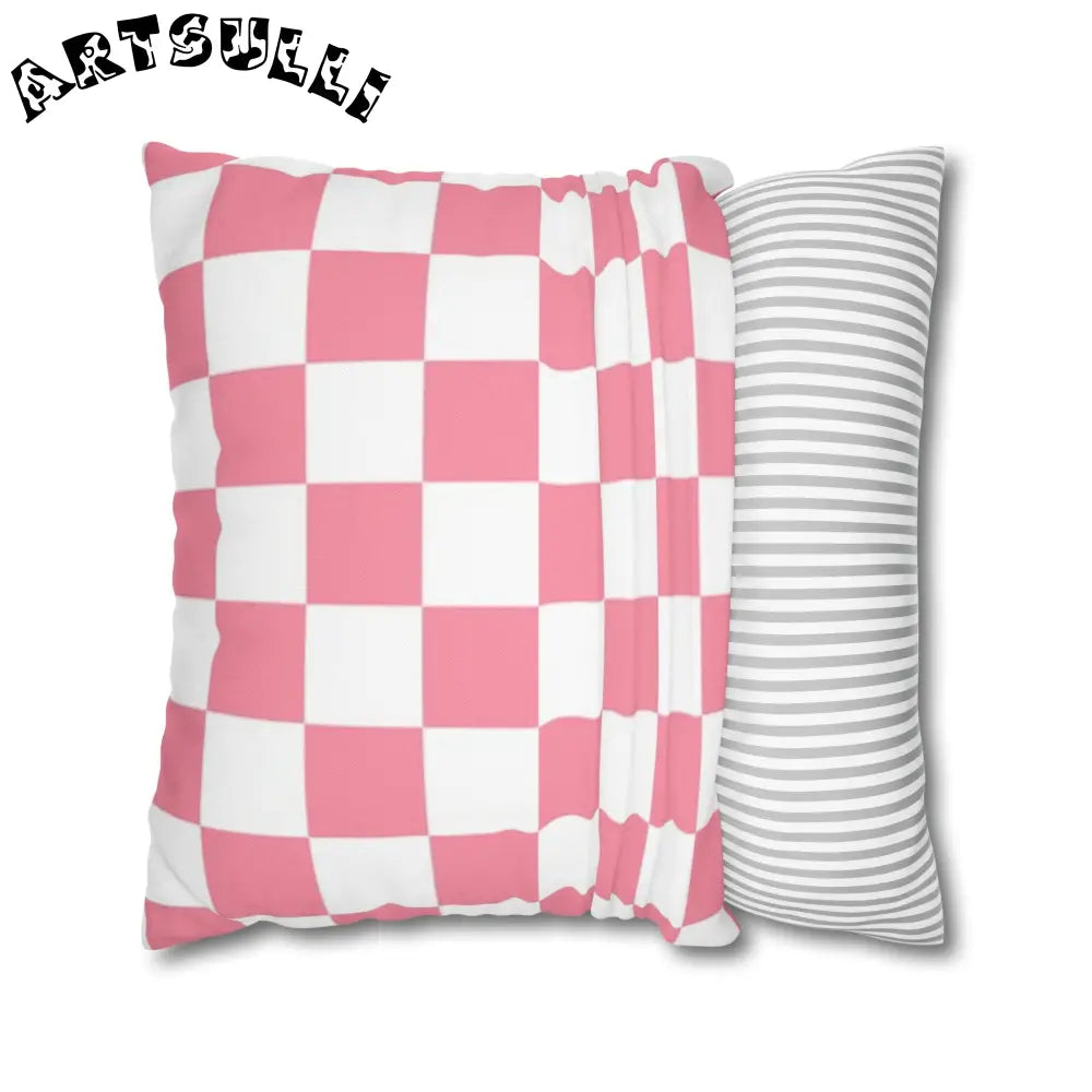 Pink and White Checkered Pillowcase, Artsulli - Art is Long, Life is Short, Home Decor, , , , , , , 