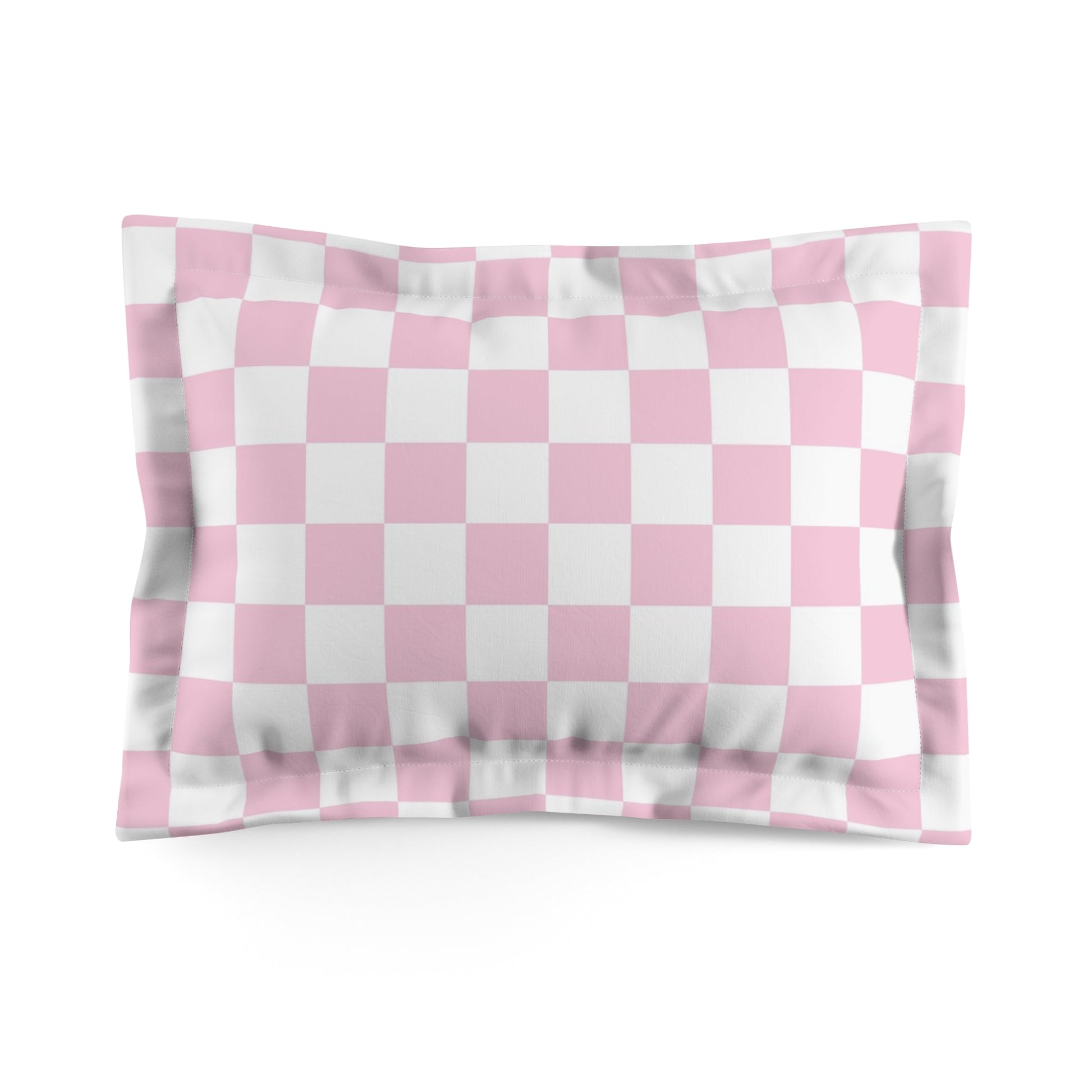 JAKKOUTTHEBXX Pink and White Checkered Pillow Sham 2025