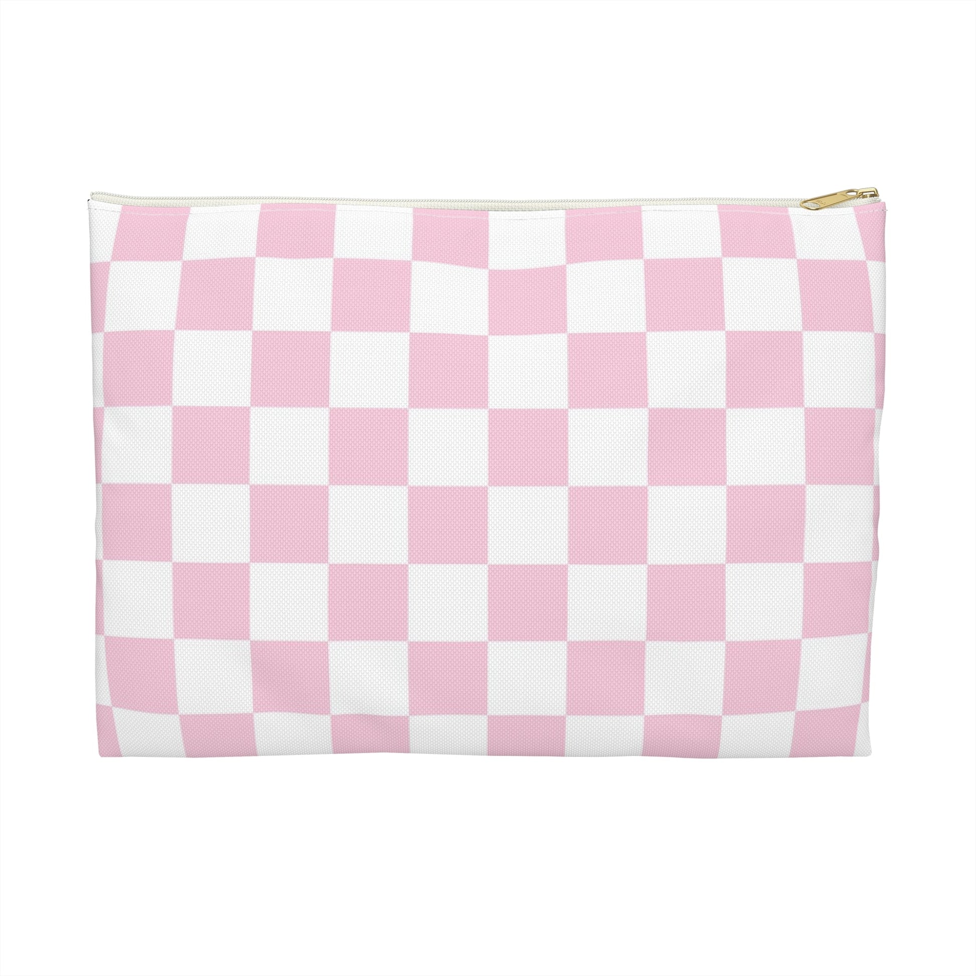 Pink and White Checkered Pouch, Artsulli - Art is Long, Life is Short, Bags, Size, Large, Color, White zipper, , , 48521507523334658885