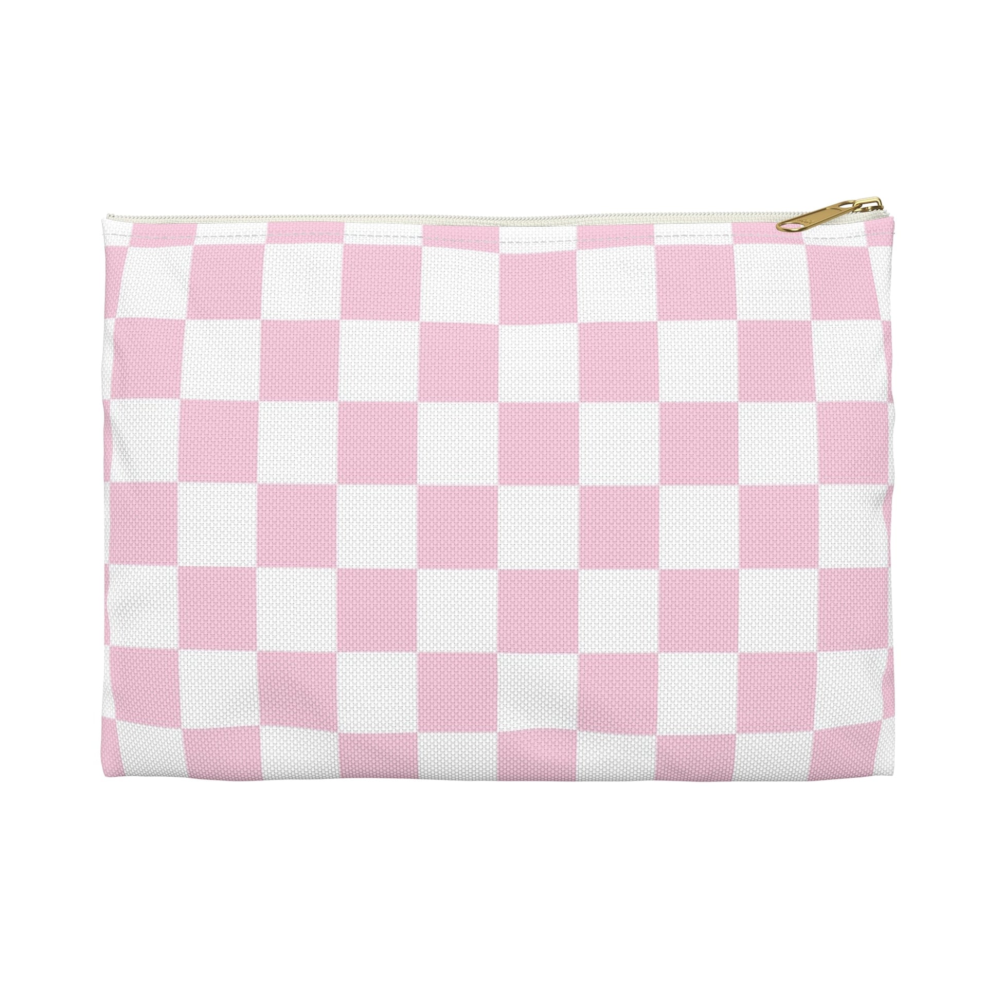 Pink and White Checkered Pouch, Artsulli - Art is Long, Life is Short, Bags, Size, Small, Color, White zipper, , , 27276301129163527176