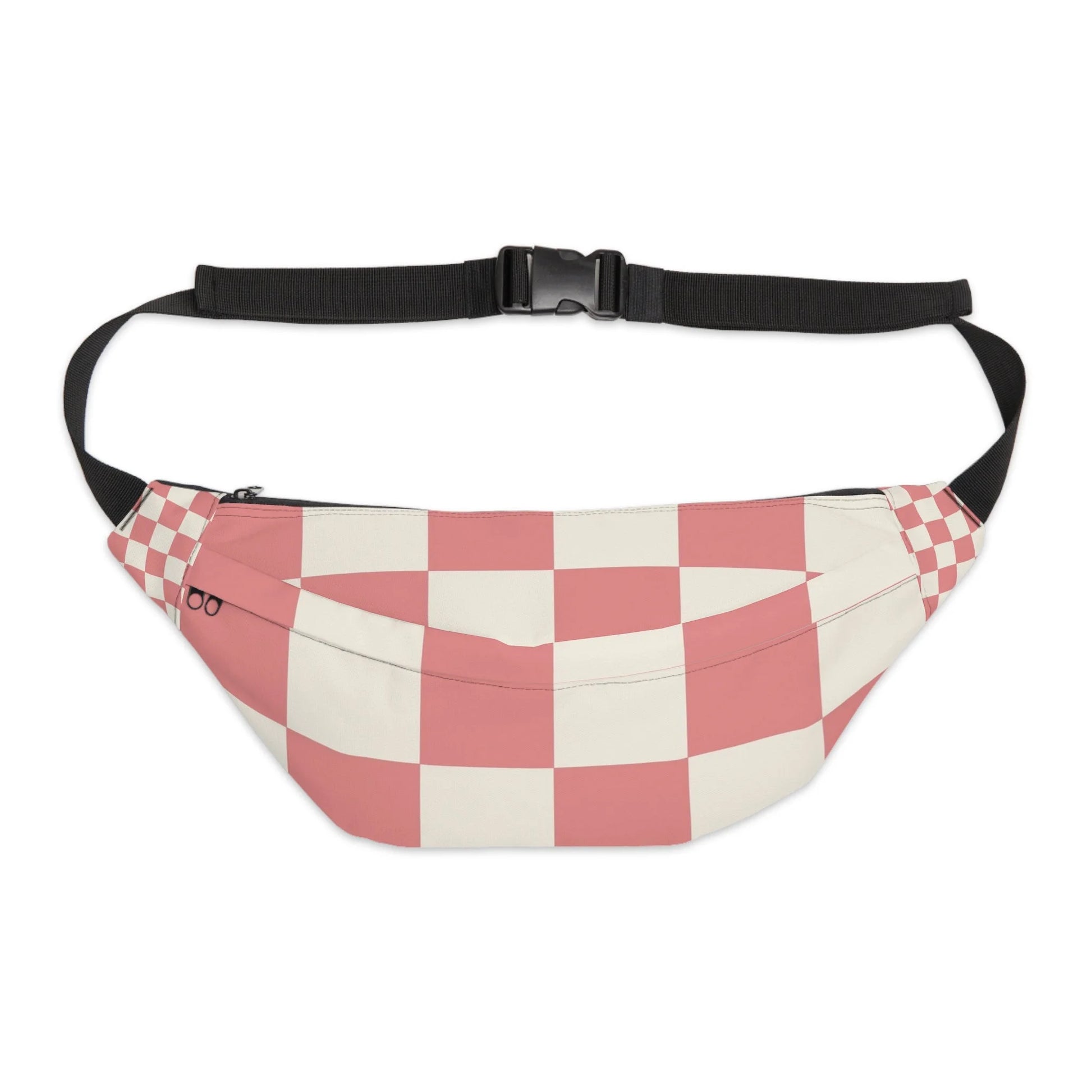 Pink and White Checkered Practical Fanny Pack, Artsulli - Art is Long, Life is Short, Bags, Size, 8" × 9" × 4'', , , , , 29268973177801861822