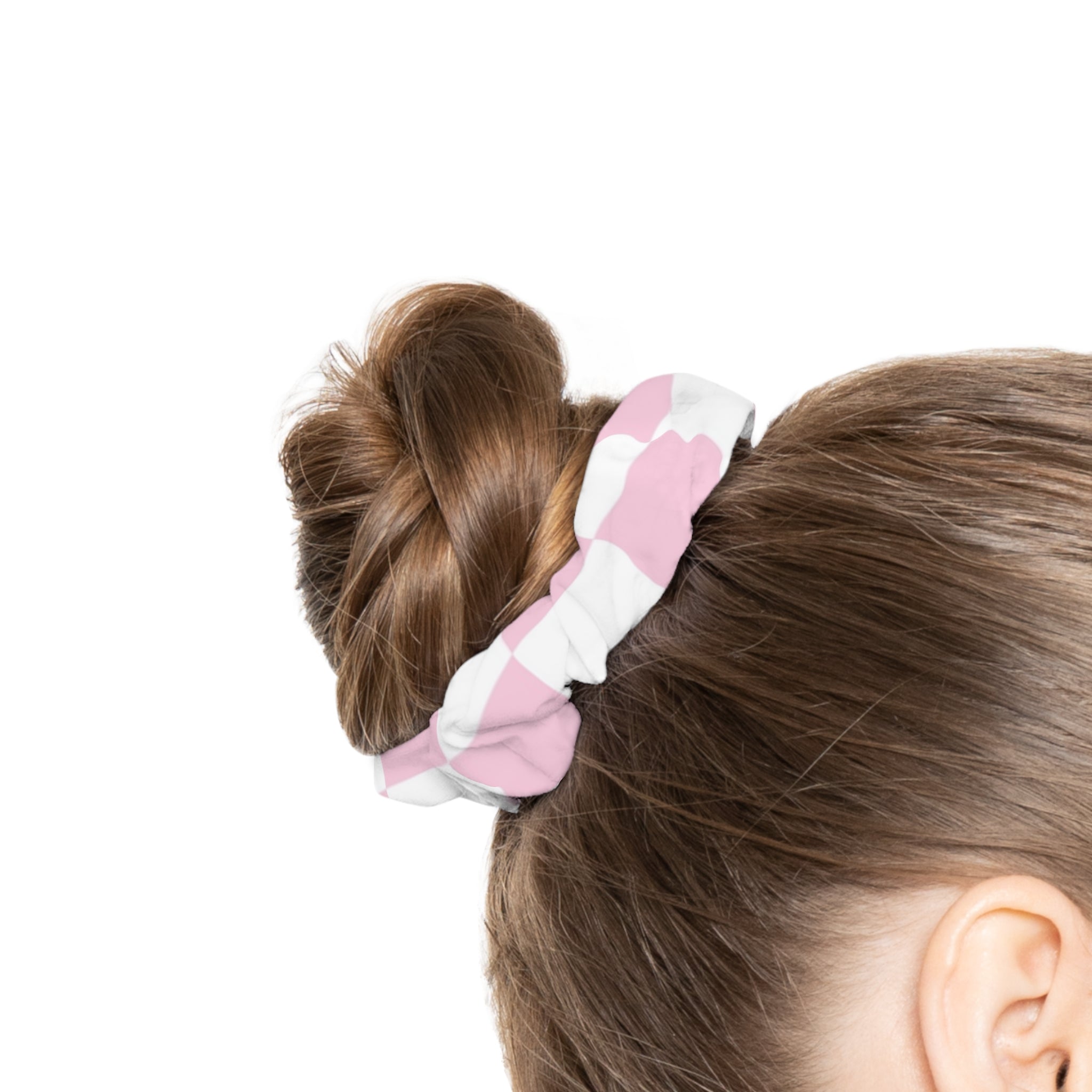 JAKKOUTTHEBXX Pink and White Checkered Scrunchie 2025