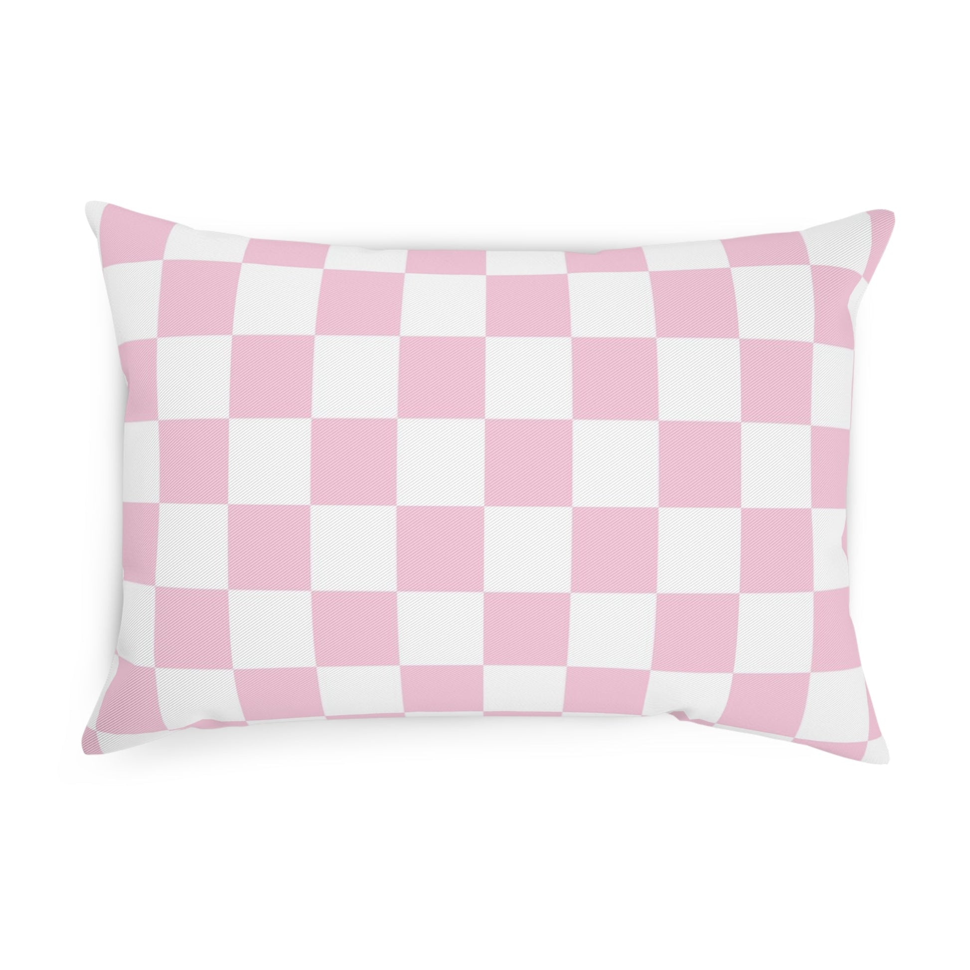 JAKKOUTTHEBXX Pink and White Checkered Throw Pillow 2025