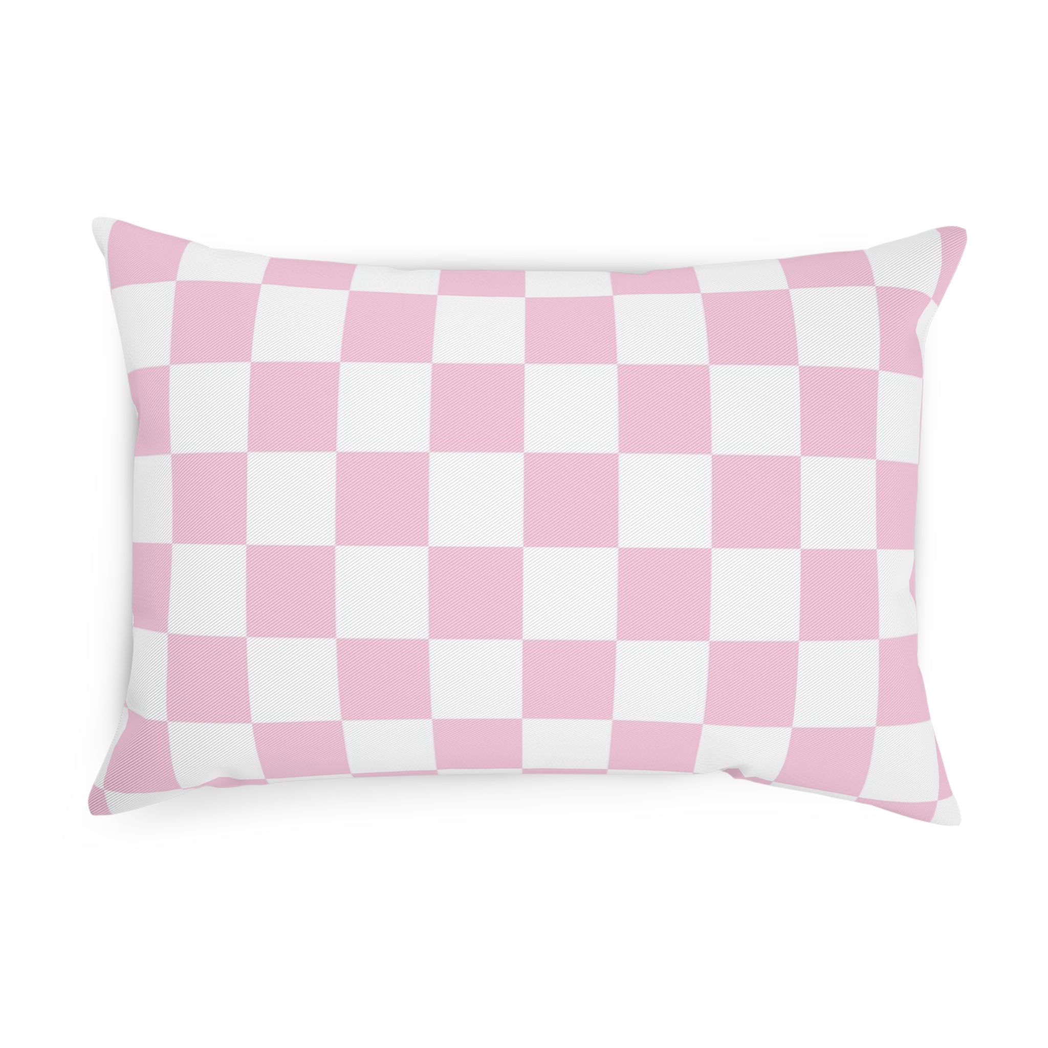 JAKKOUTTHEBXX Pink and White Checkered Throw Pillow 2025