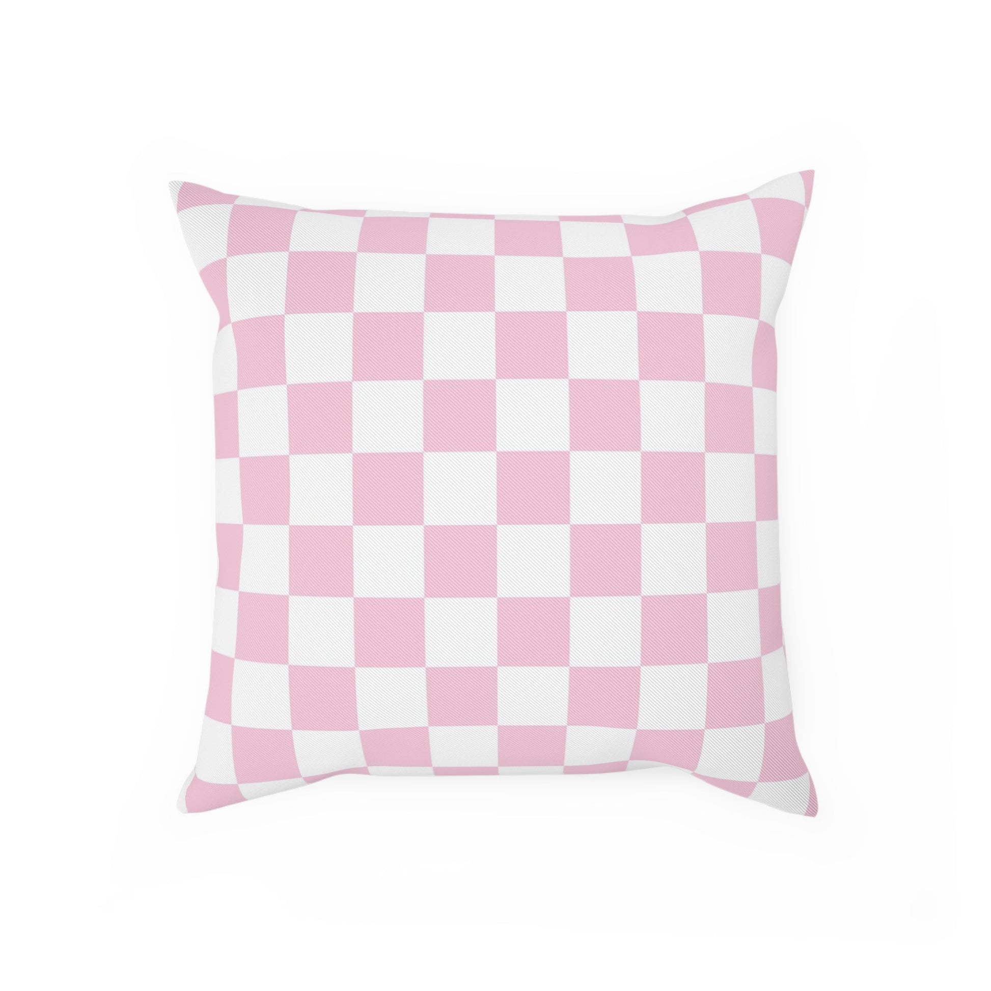 JAKKOUTTHEBXX Pink and White Checkered Throw Pillow 2025