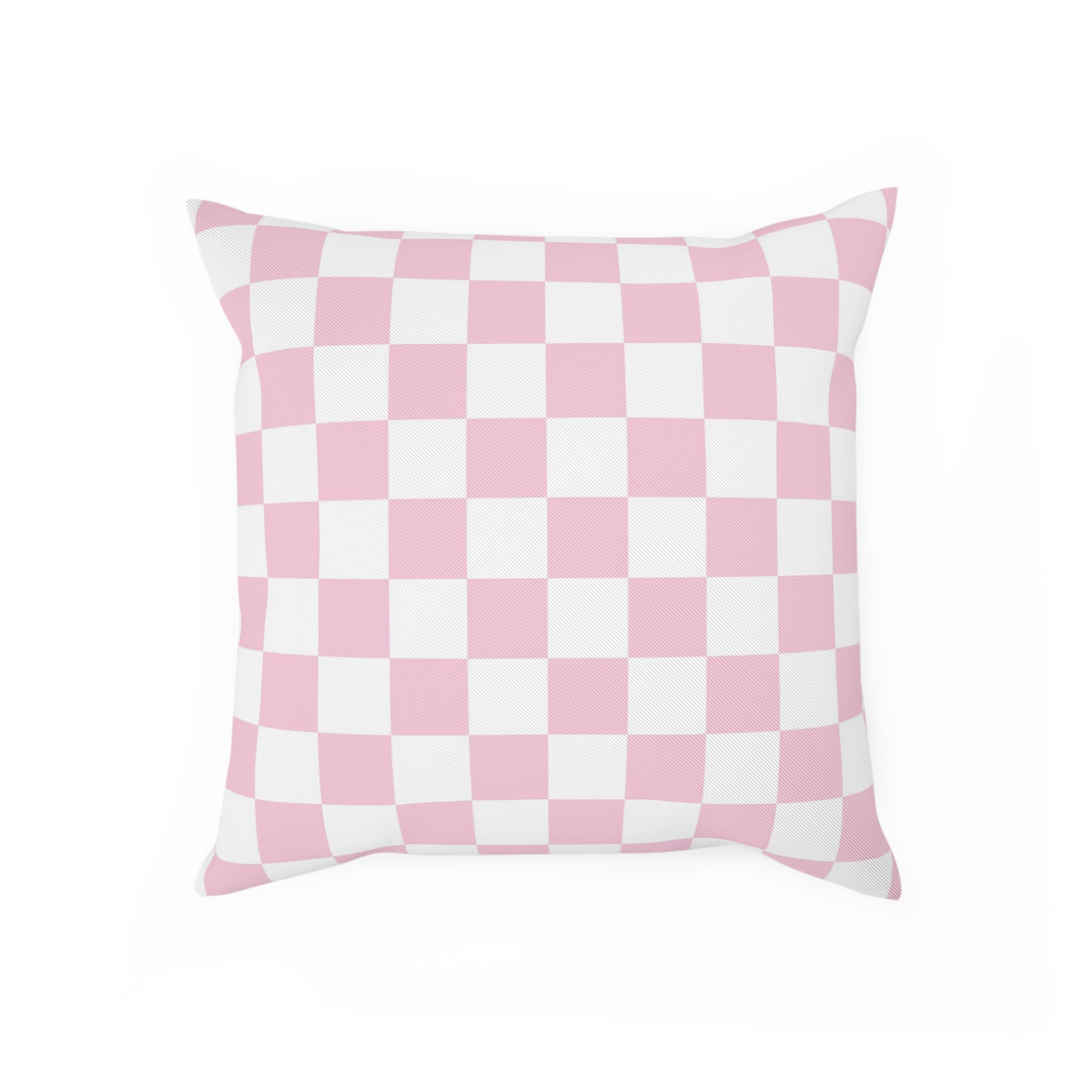 JAKKOUTTHEBXX Pink and White Checkered Throw Pillow 2025