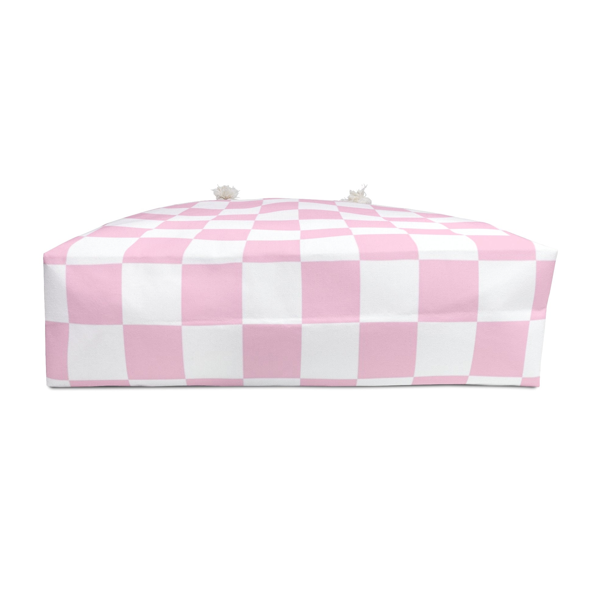 Pink and White Checkered Weekender Tote, Artsulli - Art is Long, Life is Short, Bags, , , , , , , 