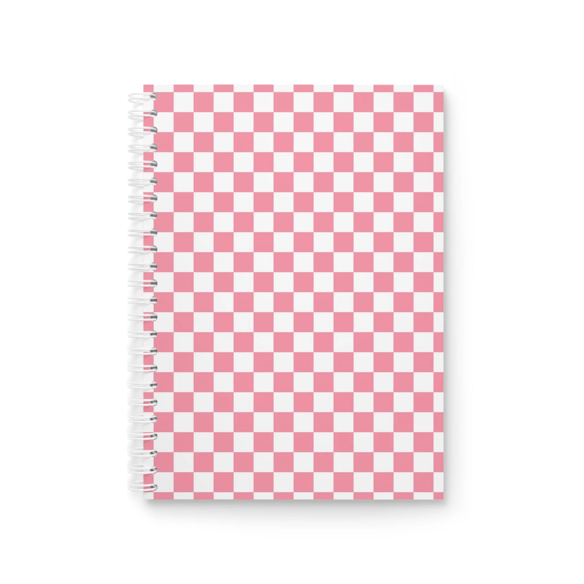 JAKKOUTTHEBXX Pink and White Checkered Wide-Ruled Spiral Notebook 2025
