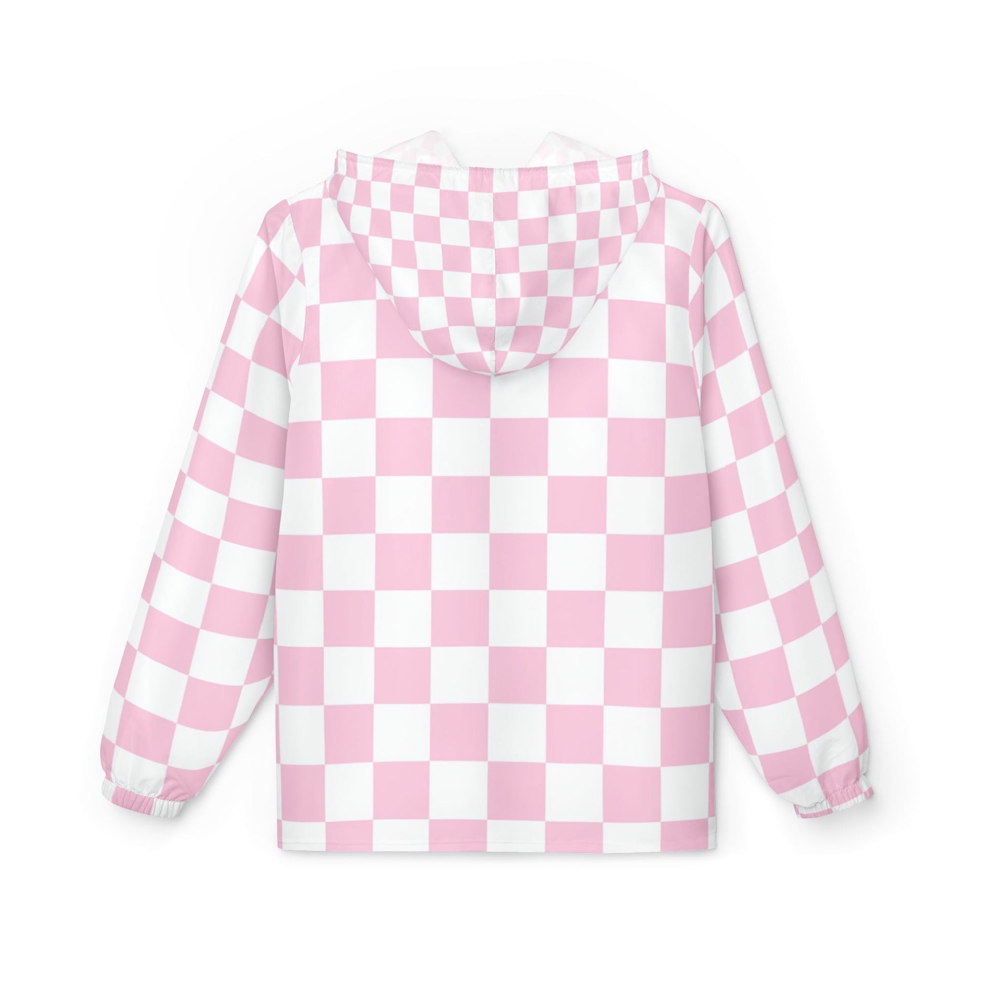Pink and White Checkered Windbreaker Jacket, Artsulli - Art is Long, Life is Short, Outerwear, , , , , , , 
