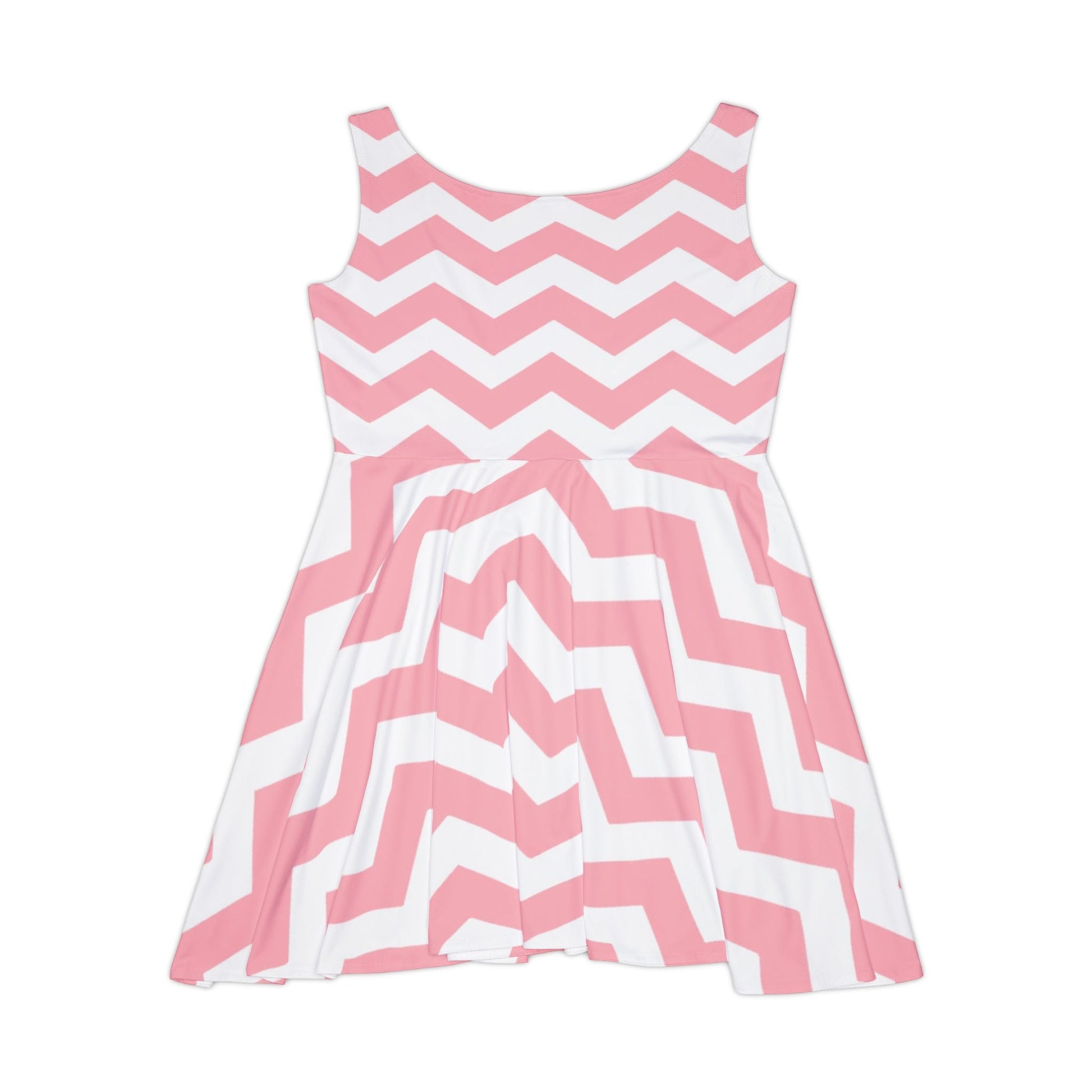 Pink and White Chevron Skater Dress, Artsulli - Art is Long, Life is Short, All Over Prints, , , , , , , 