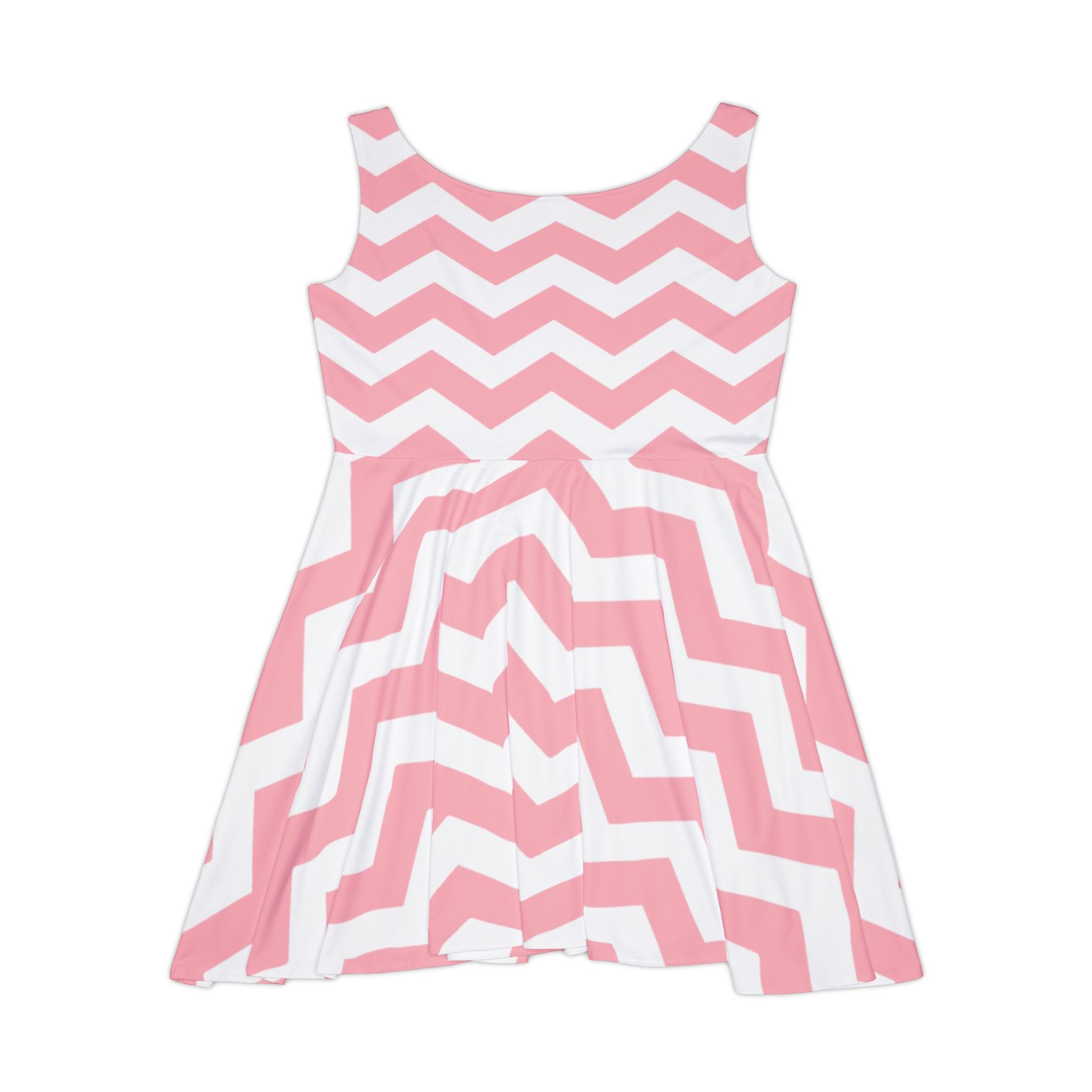 Pink and White Chevron Skater Dress, Artsulli - Art is Long, Life is Short, All Over Prints, , , , , , , 
