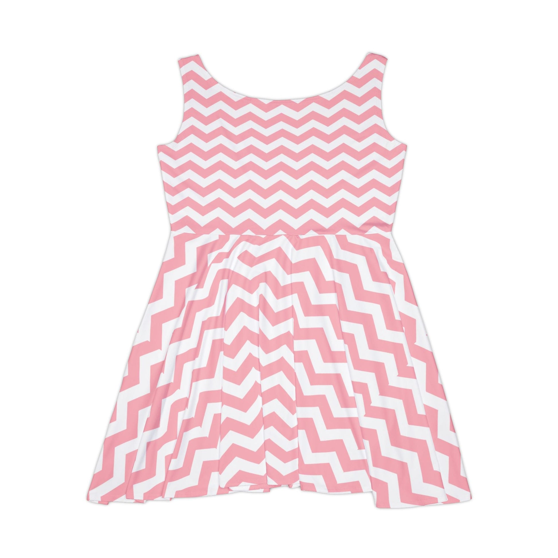 Pink and White Chevron Skater Dress, Artsulli - Art is Long, Life is Short, All Over Prints, , , , , , , 