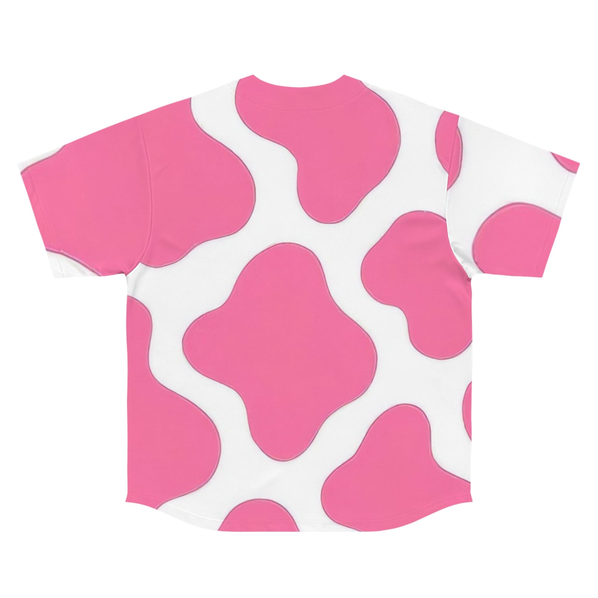 Printify Pink and White Cow Print Baseball Jersey 2025