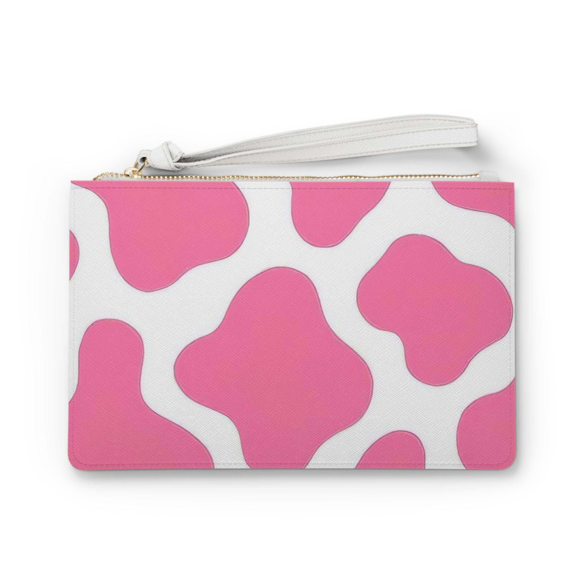 Pink and White Cow Print Clutch Bag, Artsulli - Art is Long, Life is Short, Bags, Size, One size, , , , , 22761794682272516020